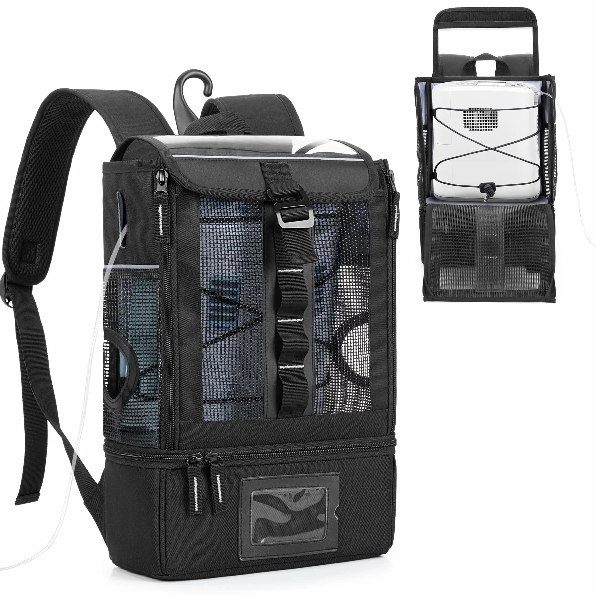Trunab Plecak do przenośnego koncentratora tlenu, torba transportowa do POC kompatybilna z Inogen One, Caire Freestyle Comfort i Oxygo, czarny