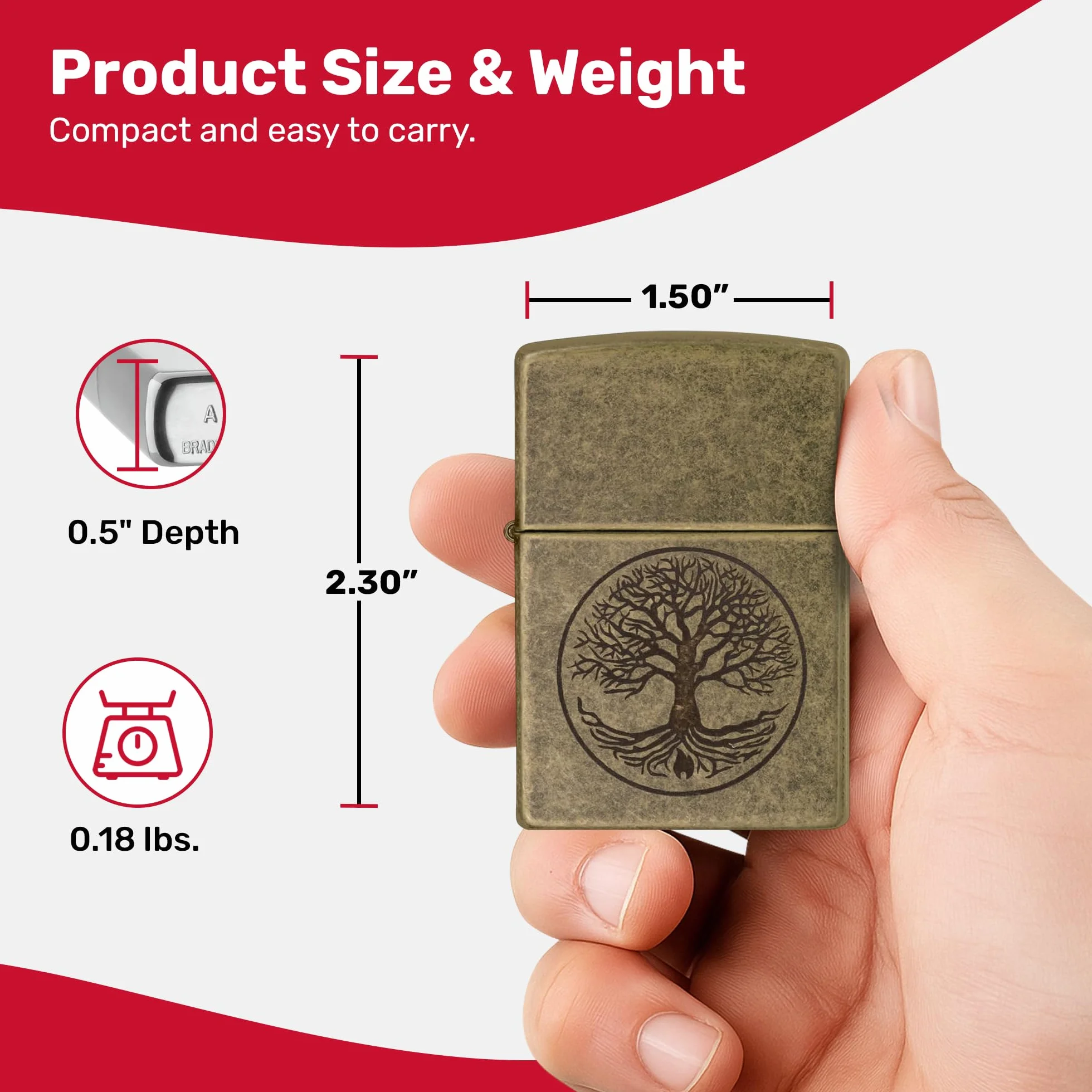 Zippo Zapalniczka Sztormowa Tree Of Life Antyczny Mosiądz Lustro Wiatroszczelna Konstrukcja
