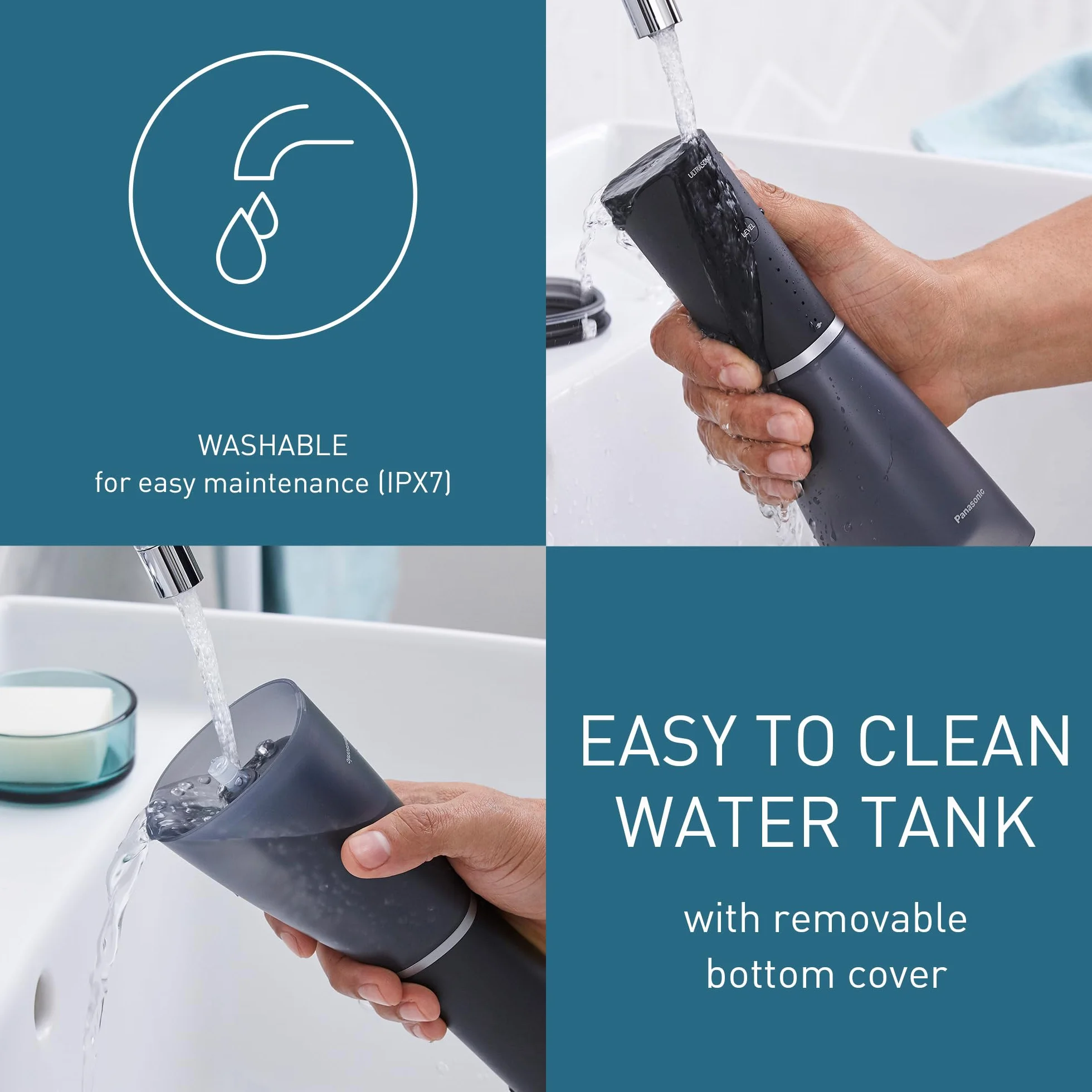 Panasonic Series 800 Ultradźwiękowy Irygator do jamu ustnej EW-DJ86-K503, do Zębów, 200 ml, 1 Dysza Ultradźwiękowa i 1 Ortodontyczna, 5 Ustawień Ciśnienia, Akcesoria Podróżne, Ładowanie USB-C, Czarny