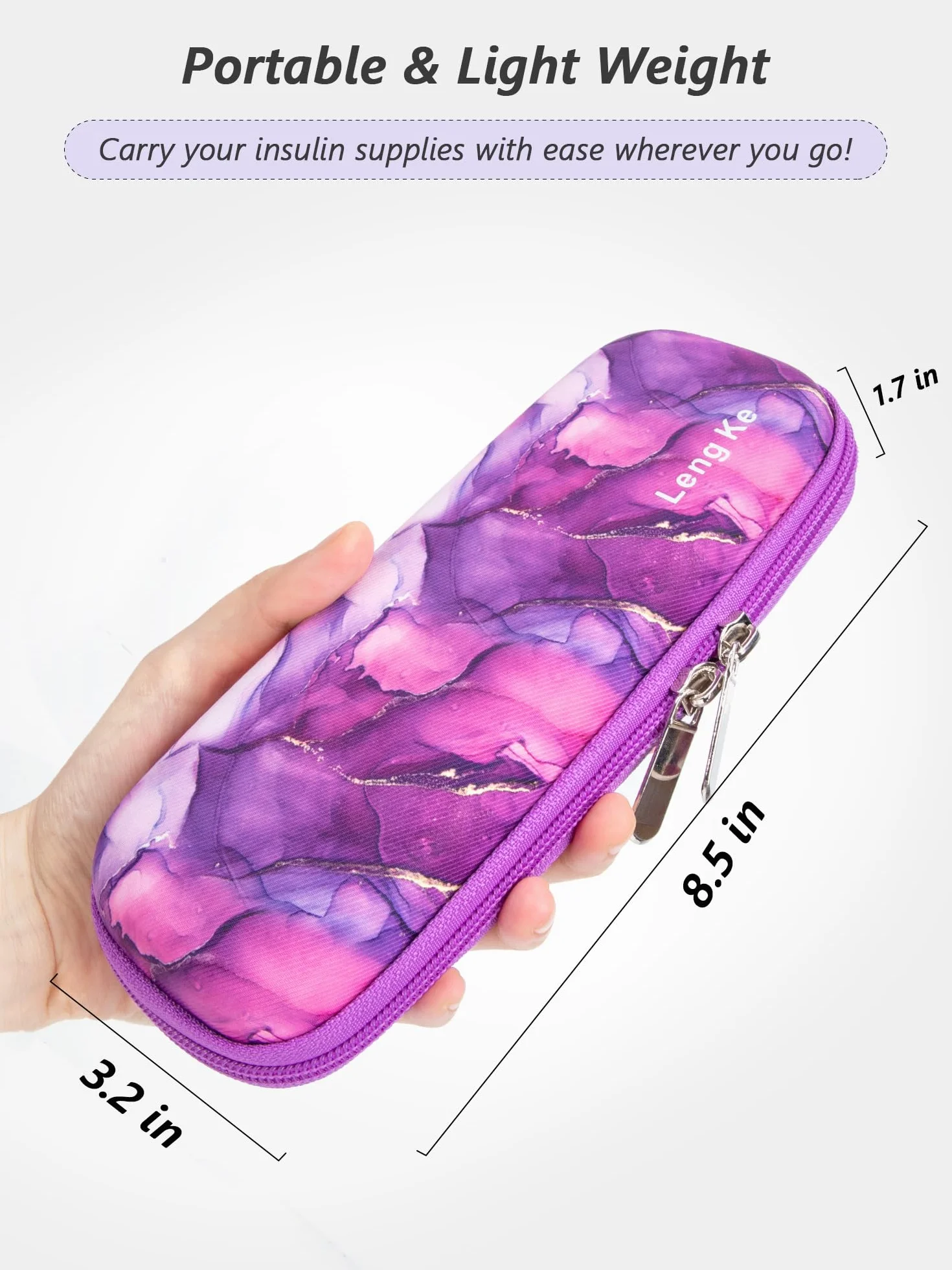 SUNMON Insulin Cooler Travel Case with 2 Nylon Ice Pack, fioletowy, W podróży