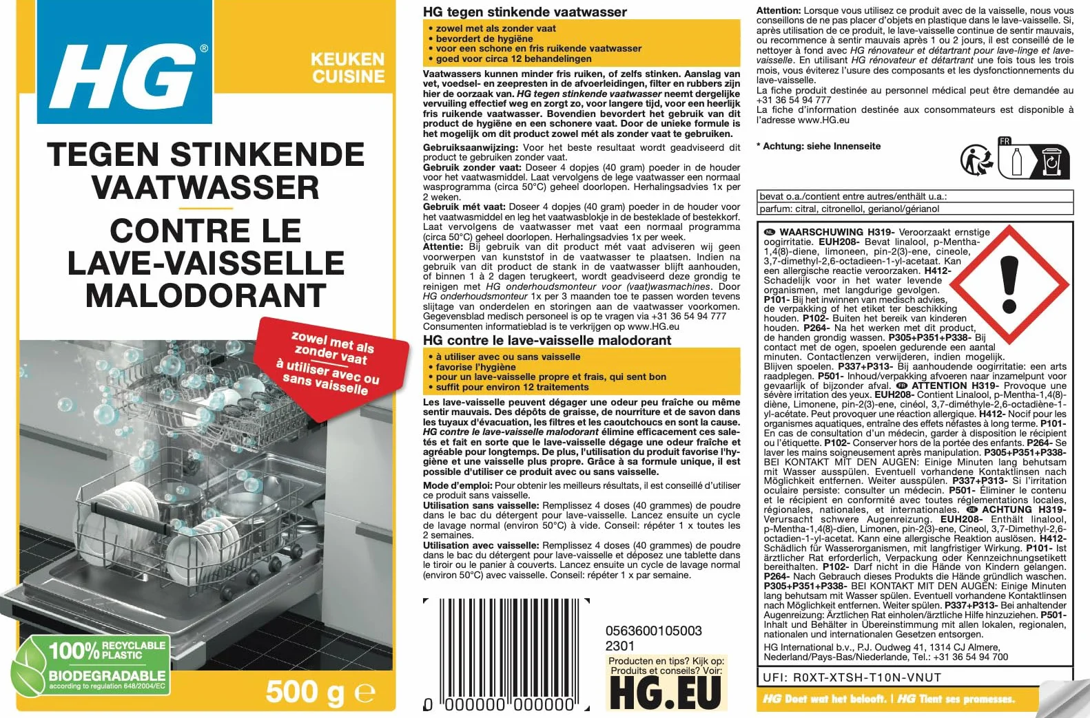 HG Zmywarka przeciw śmierdzącym 500 g