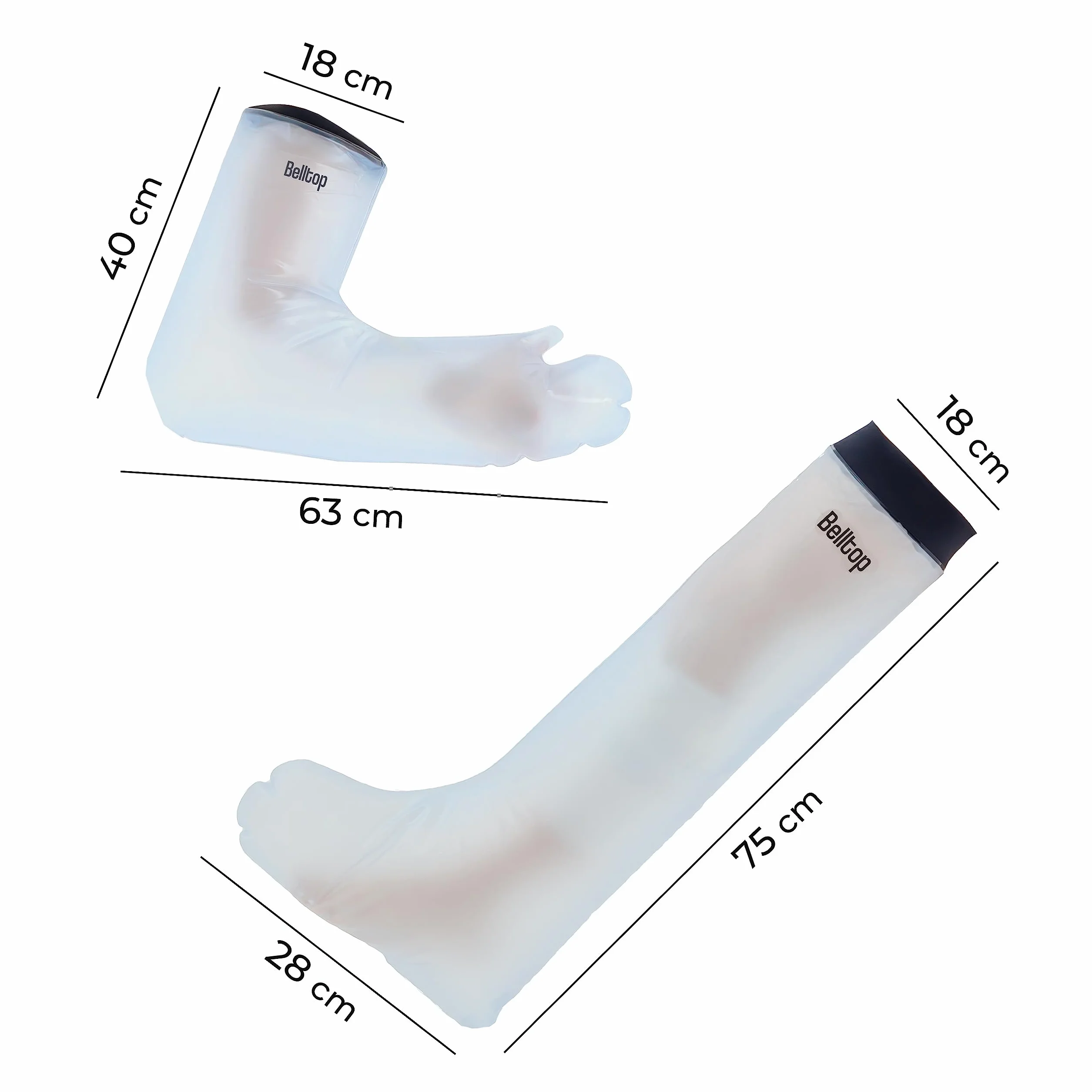 Wodoodporny protektor na gips dla dorosłych. Pokrowiec ochronny na kąpiel, basen lub plażę (gips, temblak lub bandaż). Wytrzymała i wielokrotnego użytku silikonowa. Wodoodporny protektor - belltop