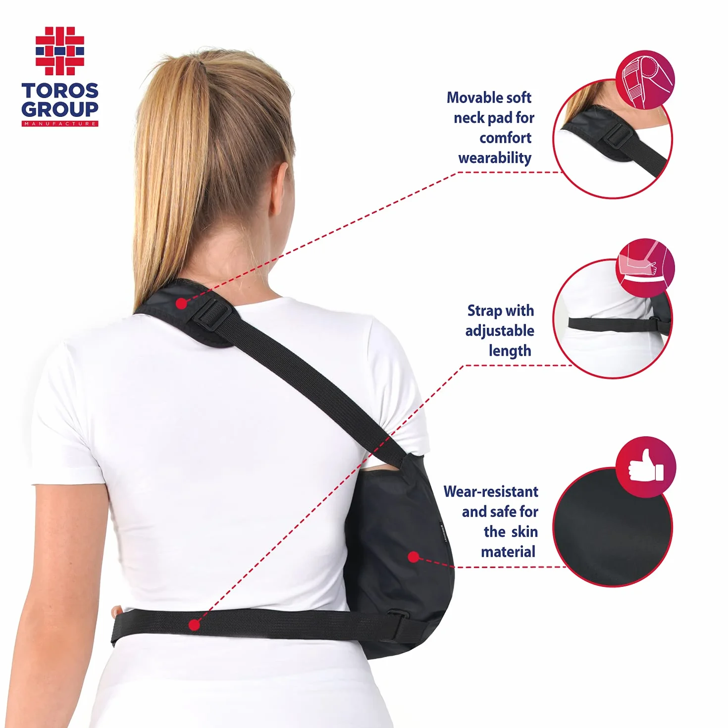 TOROS-GROUP Stabilizator barku temblak regulowany z pasem biodrowym, rozmiar Small