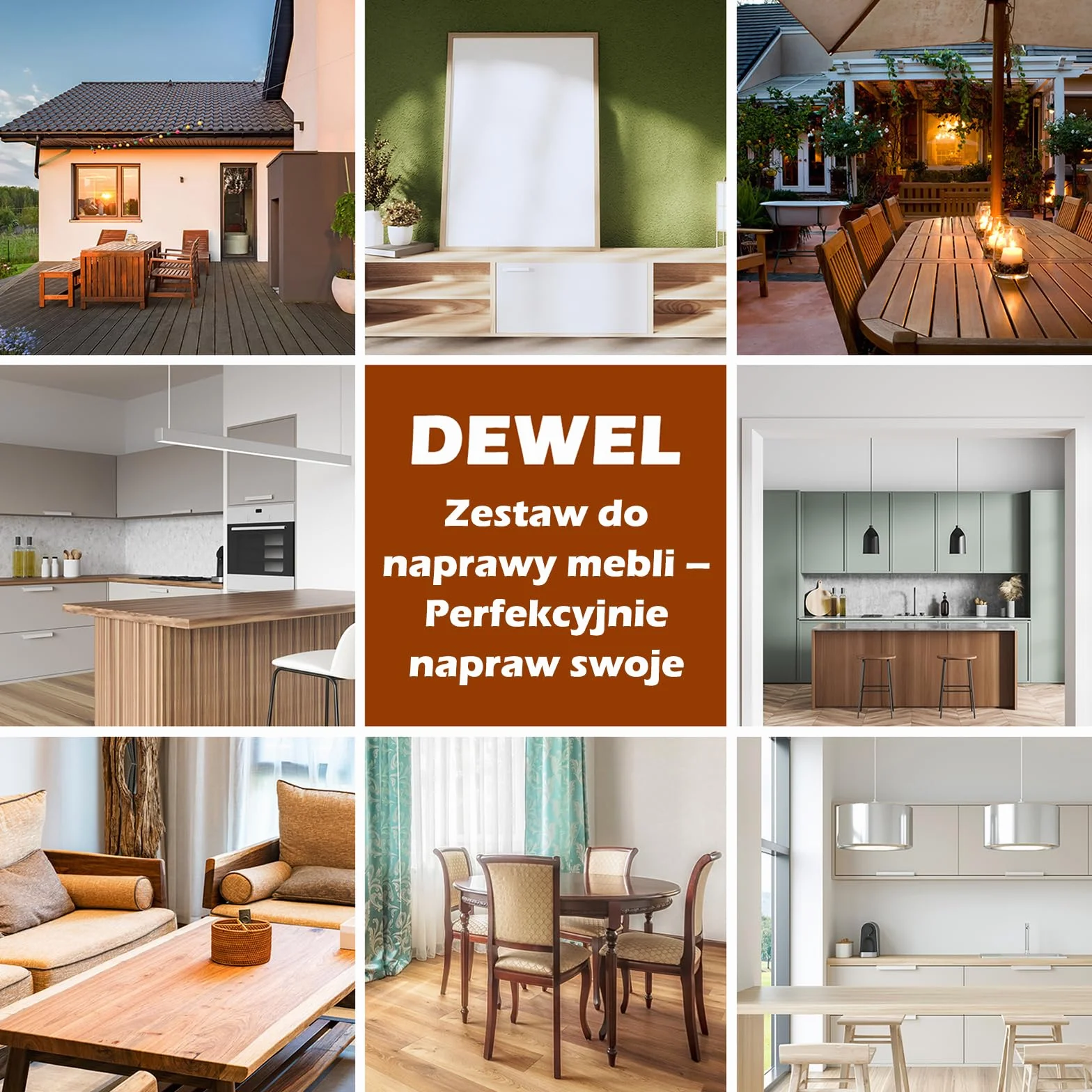 DEWEL Zestaw do naprawy mebli drewnianych 17 sztuk markery retuszowe patyczki woskowe z temperówką