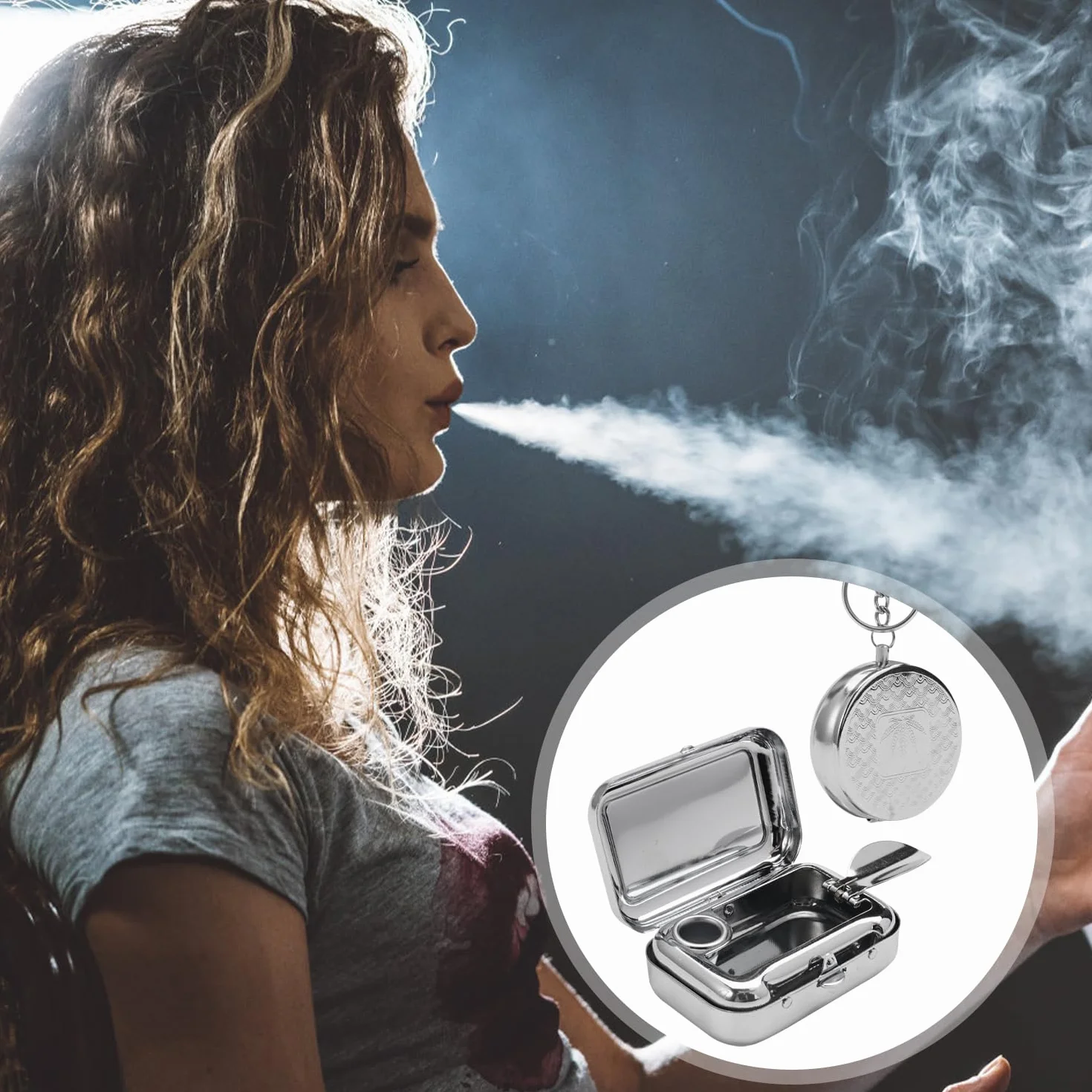2 sztuki mini mobilnych popielniczek do użytku na zewnątrz, metalowa popielniczka podróżna, bezzapachowa, przenośna popielniczka na podróż, kemping, do palenia wewnątrz lub na zewnątrz