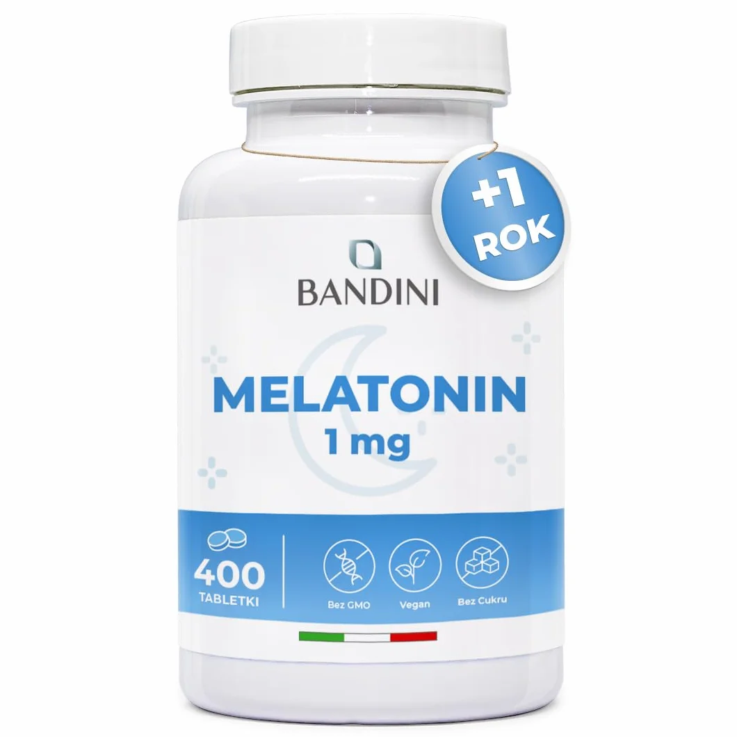 Bandini Pure Melatonin 400 wegańskich tabletek 1 mg Suplement na sen Łatwy do połknięcia