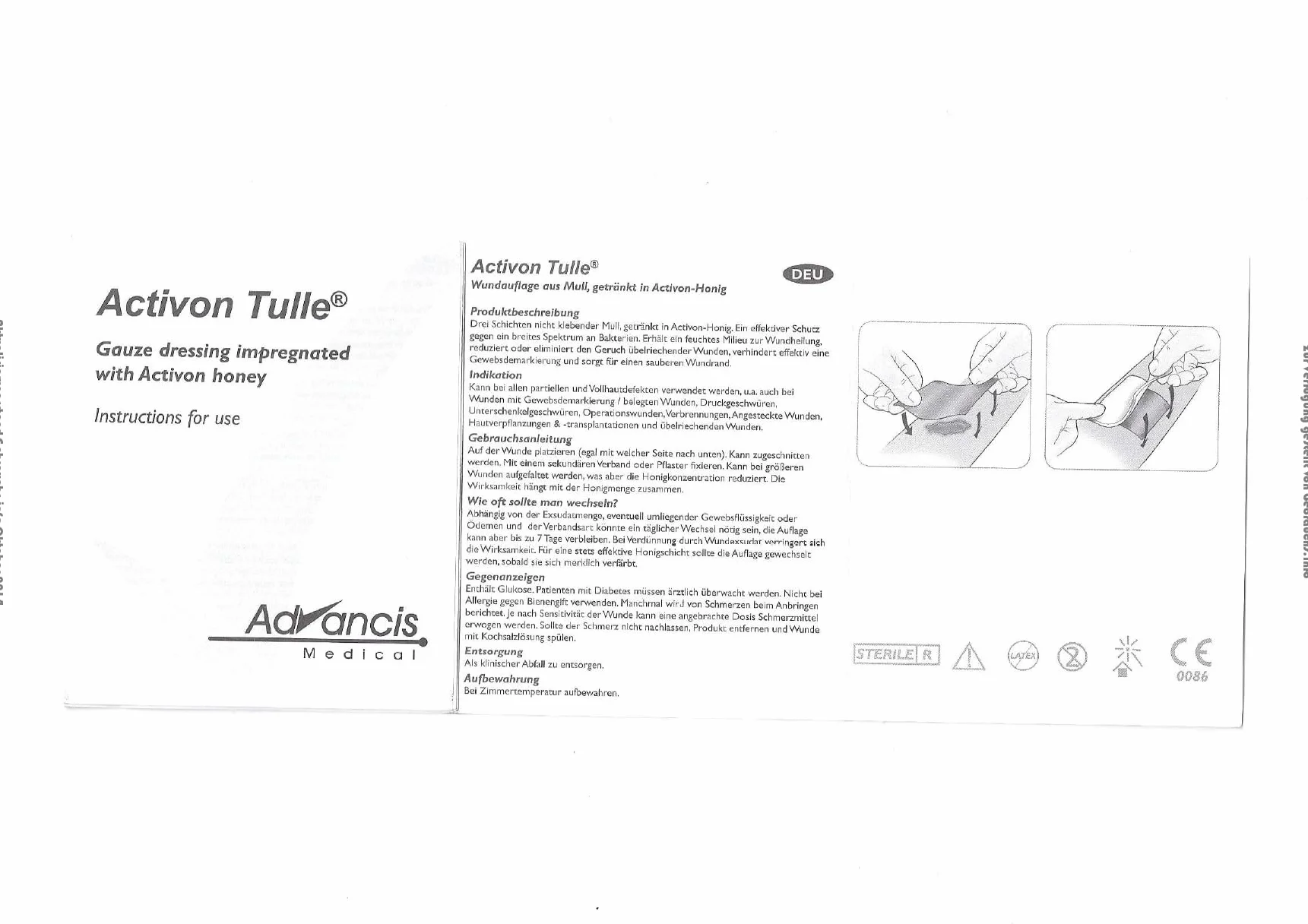 ACTIVON Tiul opatrunek z dzianiny wiskozowej z miodem manuka 5 cm x 5 cm 5 opatrunków