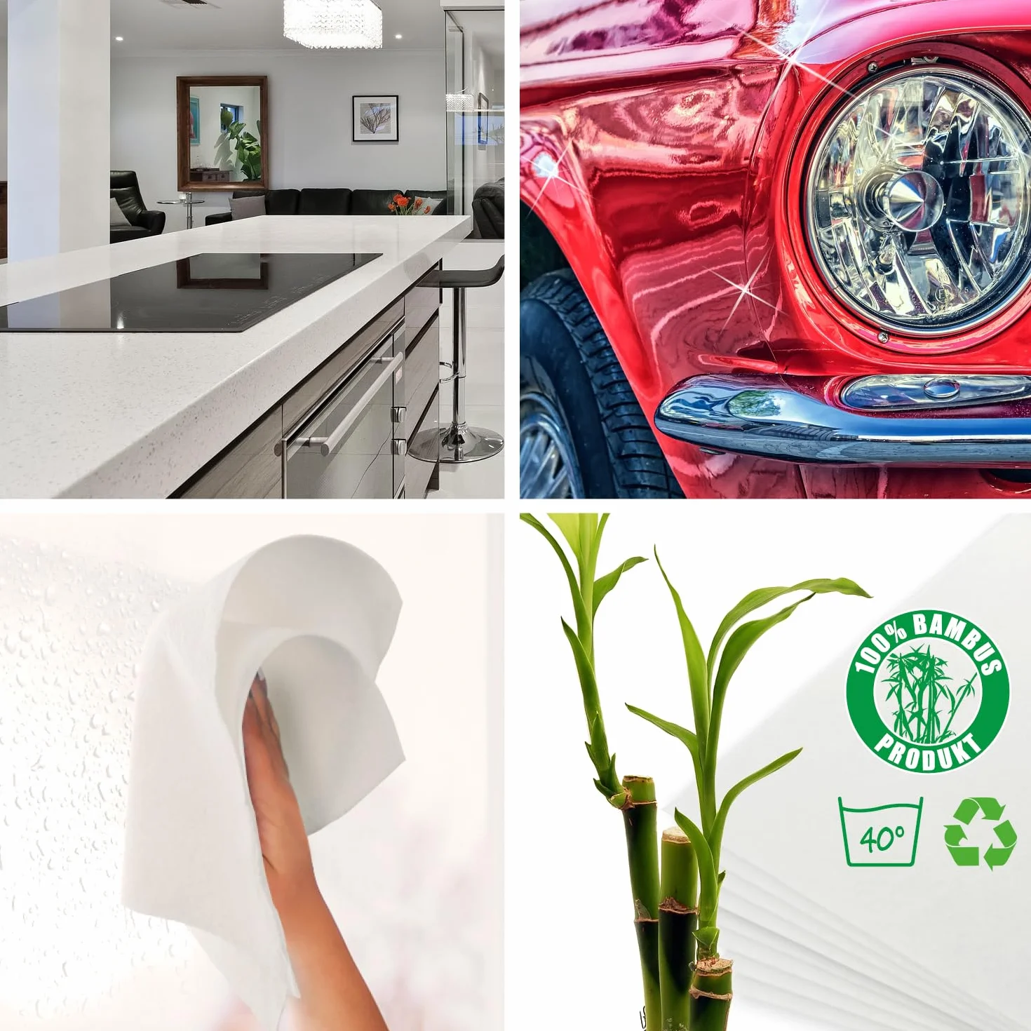 COM-FOUR® podwójne opakowanie rolek kuchennych, 48 arkuszy chlonnych sciereczek uniwersalnych, reczniki domowe wielokrotnego uzytku i nadajace sie do prania (2 rolki po 24 arkusze - biale)