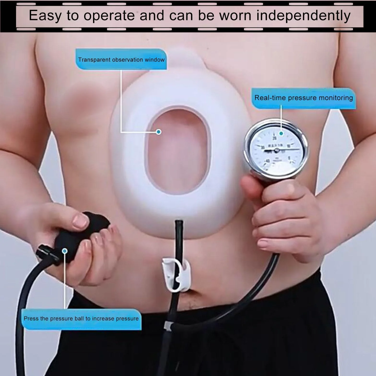 Pectus Excavatum Bańka próżniowa Orteza korekta fizyczna zmywalna monitorowanie ciśnienia S-S
