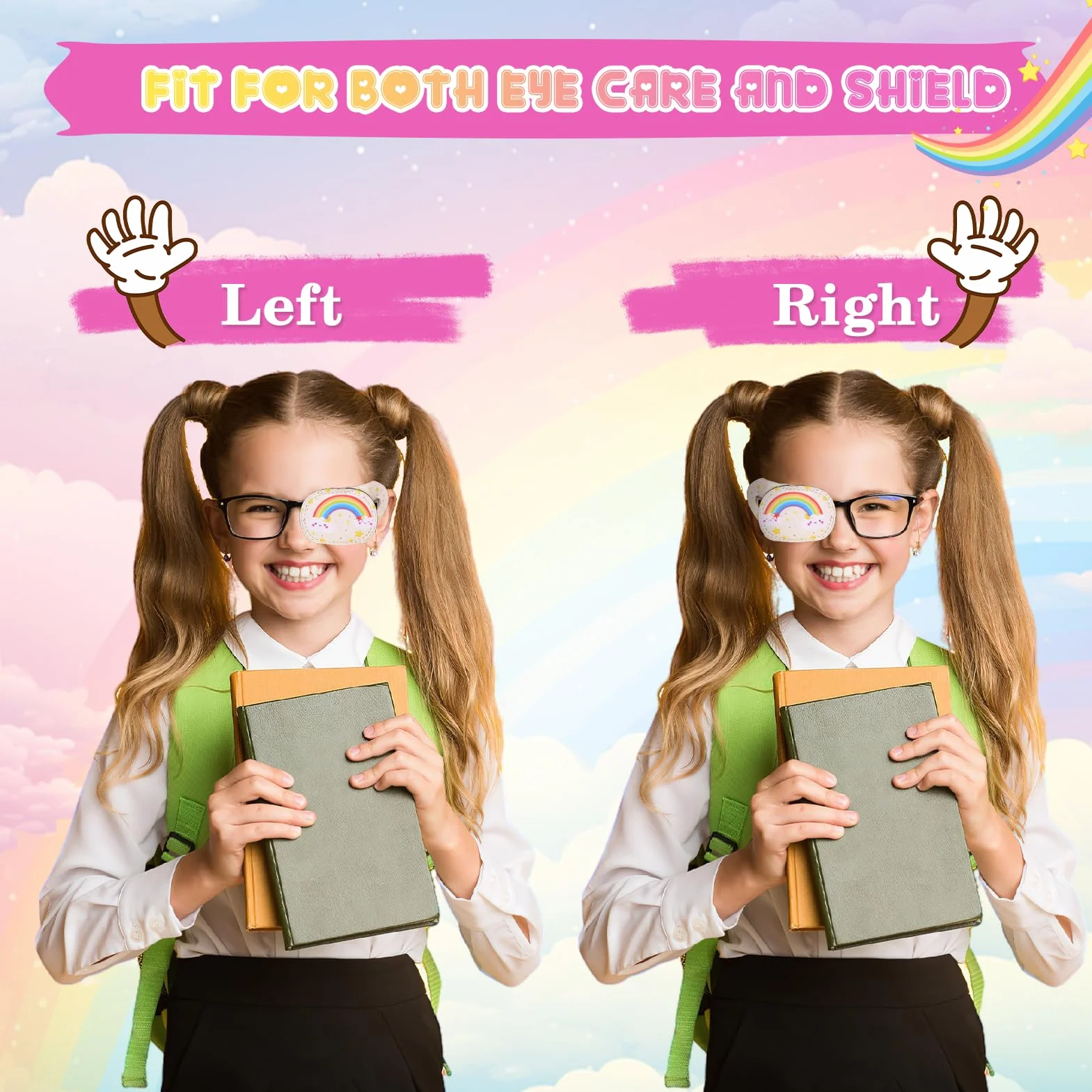 8 sztuk plastry do oczu dla dzieci dziewcząt, jednorożec syrenka kreskówka wielokrotnego użytku plastry na okulary plastry na oczy dla niedowidzenia zez leniwe oko terapia wizualna okluzja