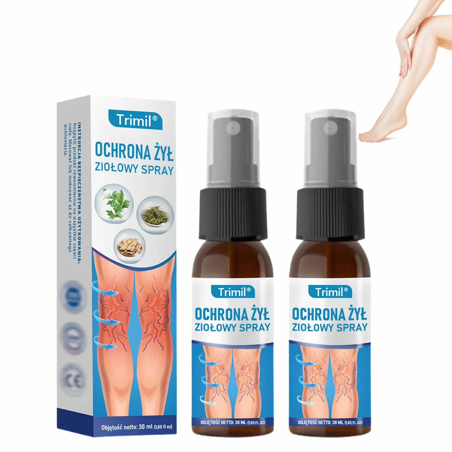 Trimil ziołowy Spray, profesjonalny spray do leczenia, Trimil Spray na Żylaki, Naturalne Spray na łydki przeciw żylakom (2)