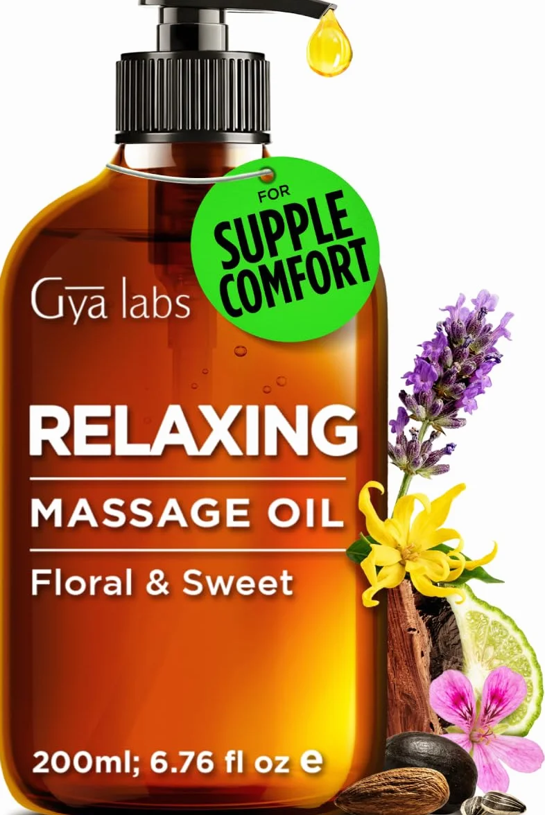 Gya Labs Relaksujący zmysłowy olejek do masażu dla par Ylang Ylang, Rose Geranium i Organic Argan Infuzed Body Oil - 200ml