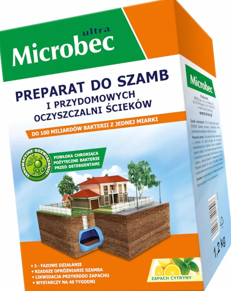 Środek czyszczący i aktywator bakterii do szamb, oczyszczalni ścieków, 1,2 kg, usuwa nieprzyjemne zapachy