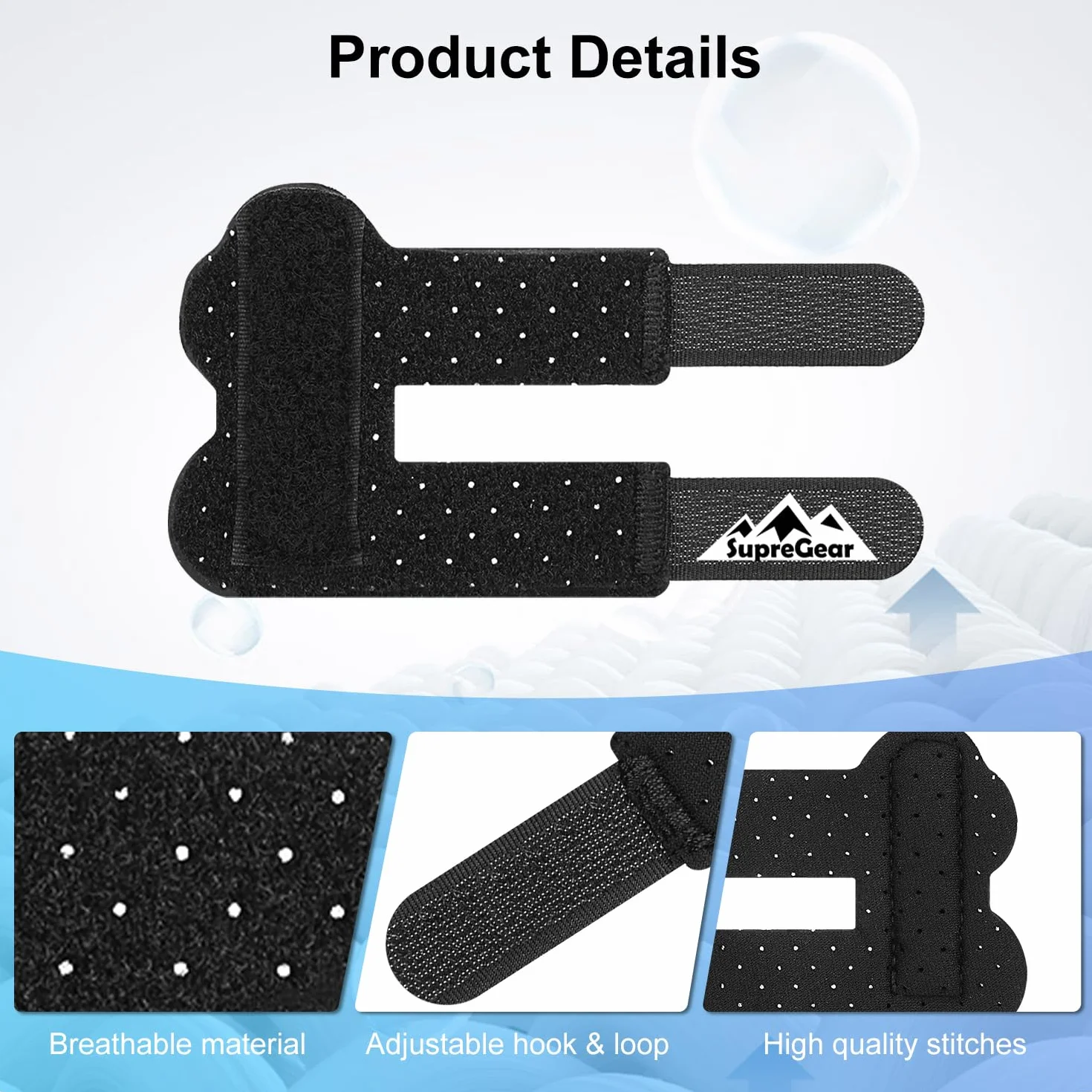 Supregear Szkice na Palce 2-Pack Uniwersalnych Wyprostowujących Palce Wsparcie Czarny