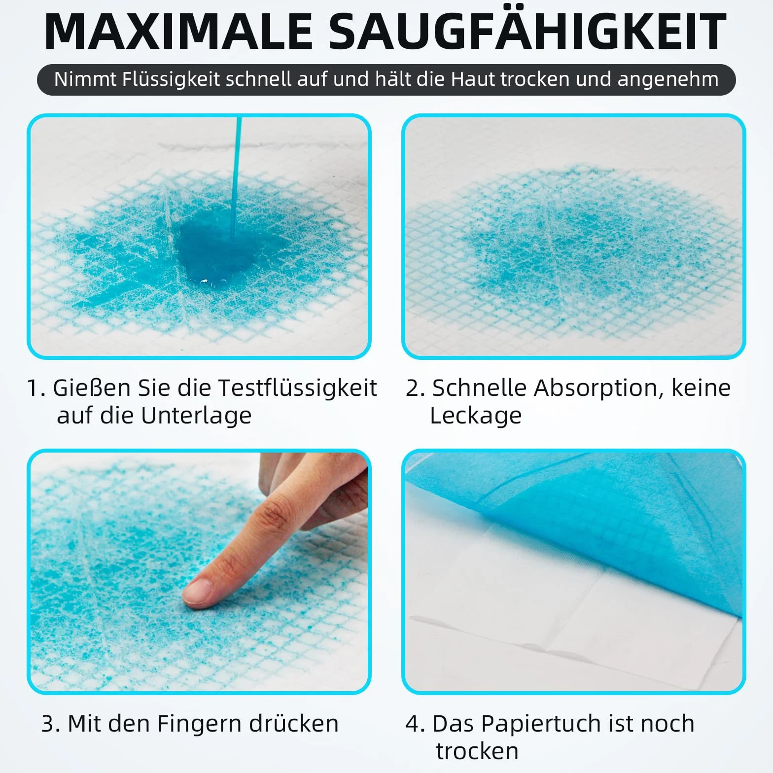 EasyVibe Jednorazowe wkładki do łóżka dla osób dorosłych, 60 x 90 cm, 60 sztuk, jednorazowe podkładki do przewijania, bardzo duże