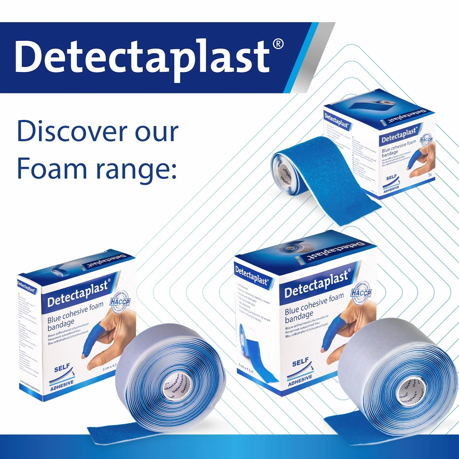 Opatrunek na rany Detectaplast, opatrunek samoprzylepny na rany i urazy, wodoodporny plaster w rolce, do kontaktu z żywnością, super elastyczny, 3 cm x 4,5 m
