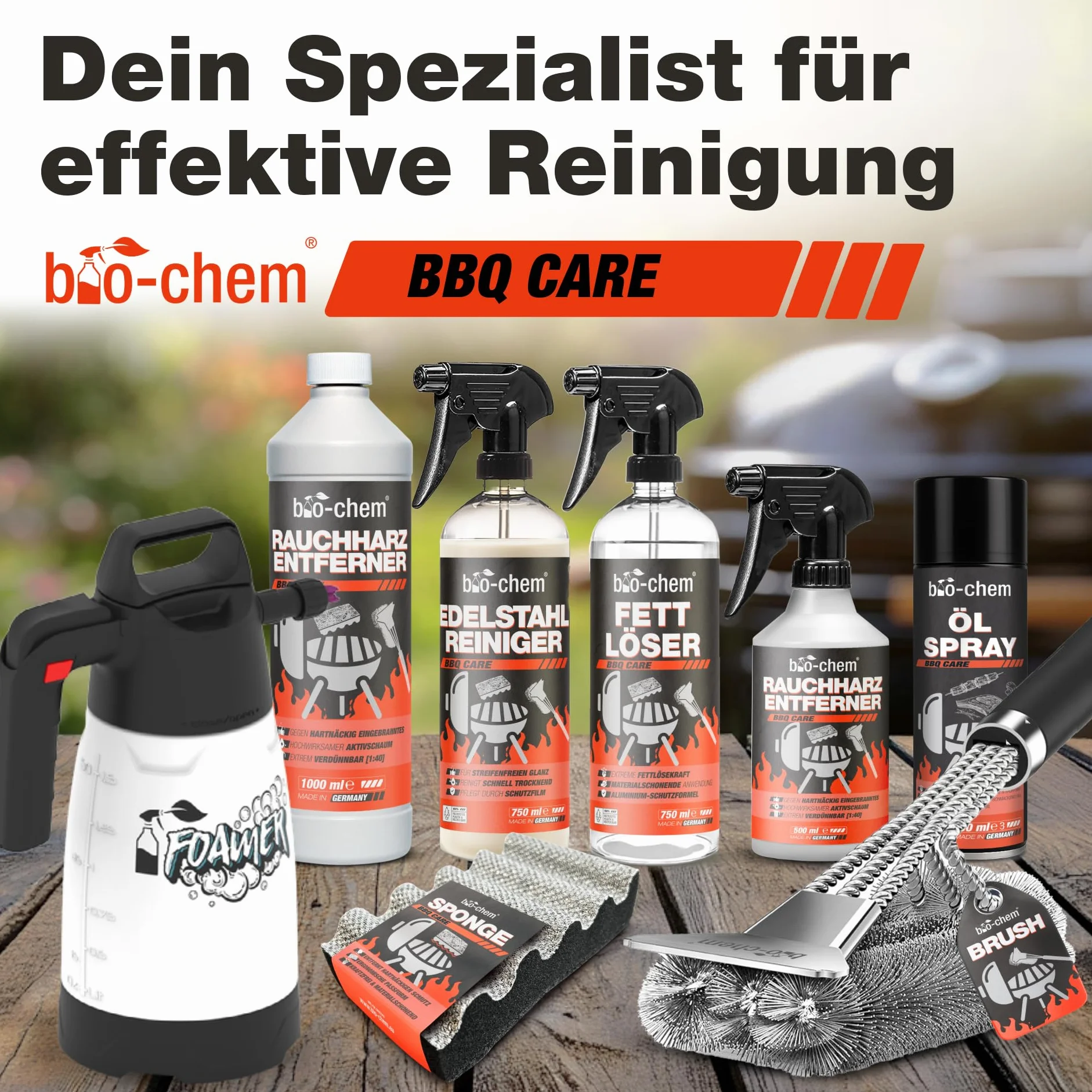 bio-chem Środek do czyszczenia stali nierdzewnej – 750 ml – spray do pielęgnacji kuchni, gospodarstwa domowego i grilla ze stali nierdzewnej, aluminium i chromu – pielęgnacja stali nierdzewnej