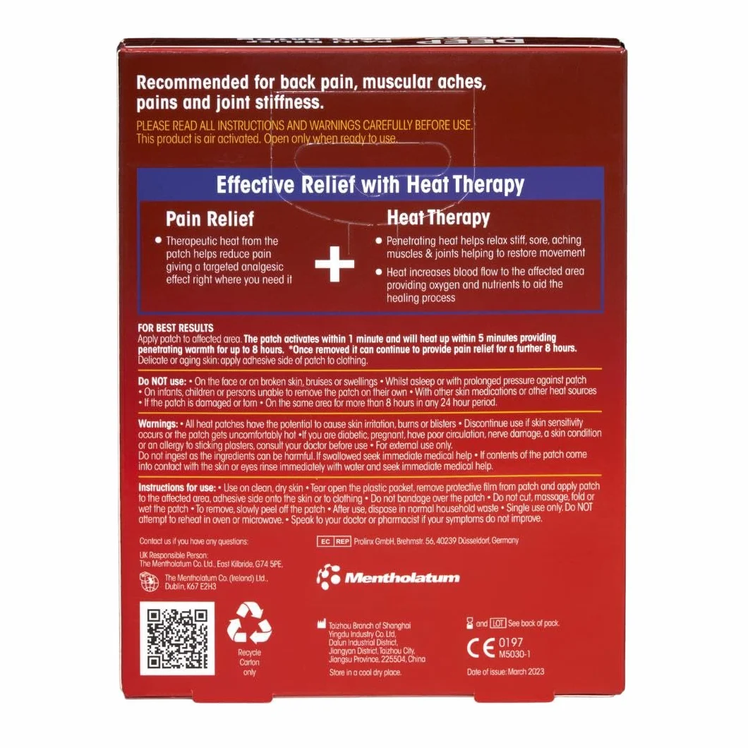Deep Heat Pain Relief plastry rozgrzewające, 4 sztuki, 1 opakowanie