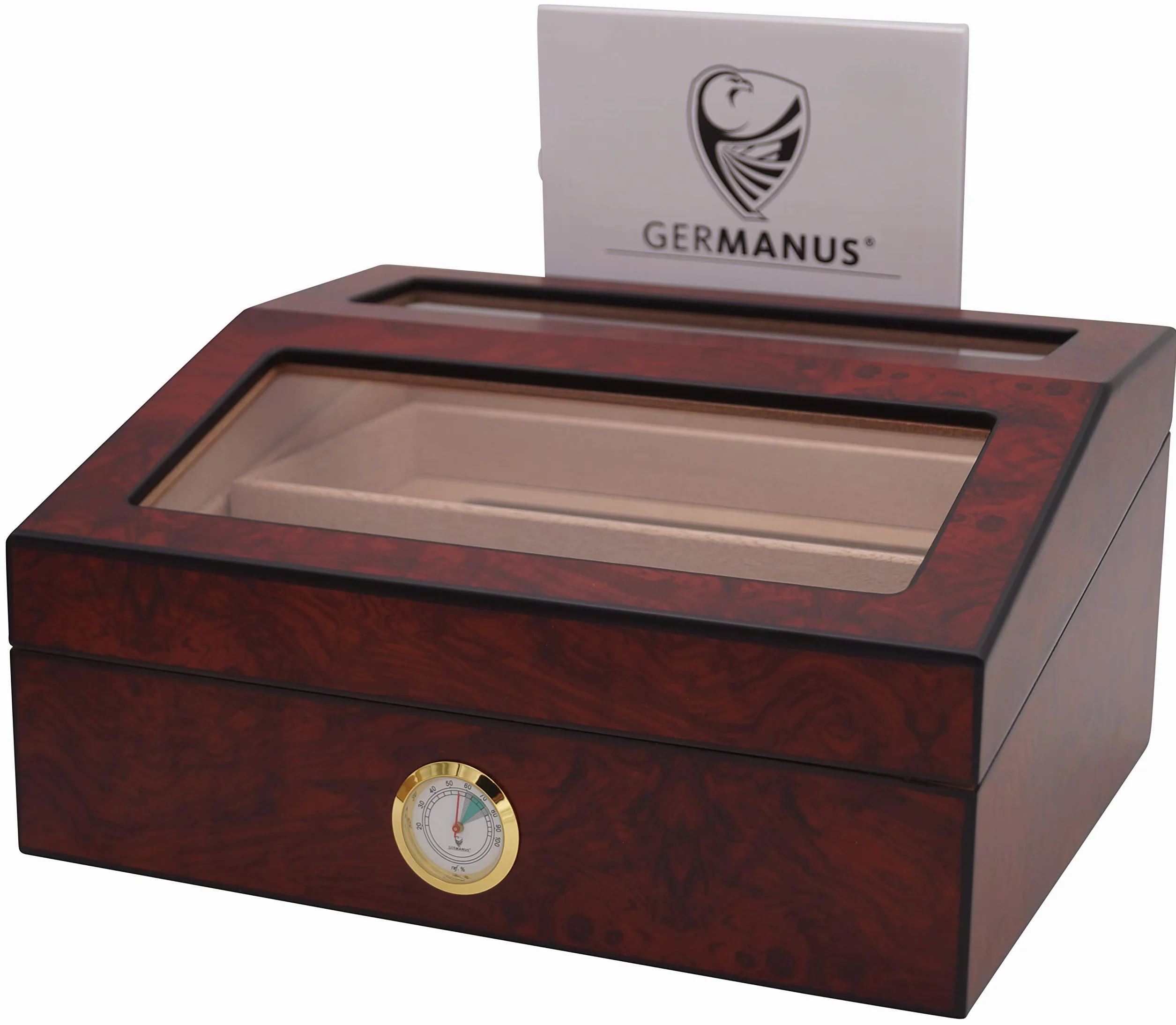 Germanus Humidor 224 z nawilżaczem kryształowym i higrometrem, brązowy
