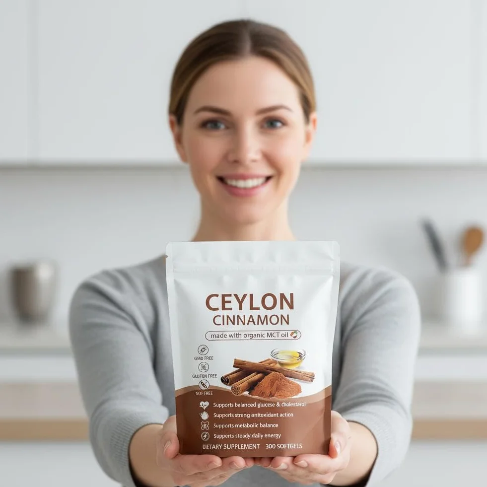 Ceylon Cinnamon Capsules z olejem MCT, wysoka absorpcja, bez GMO, bezglutenowe, 300 kapsułek żelowych