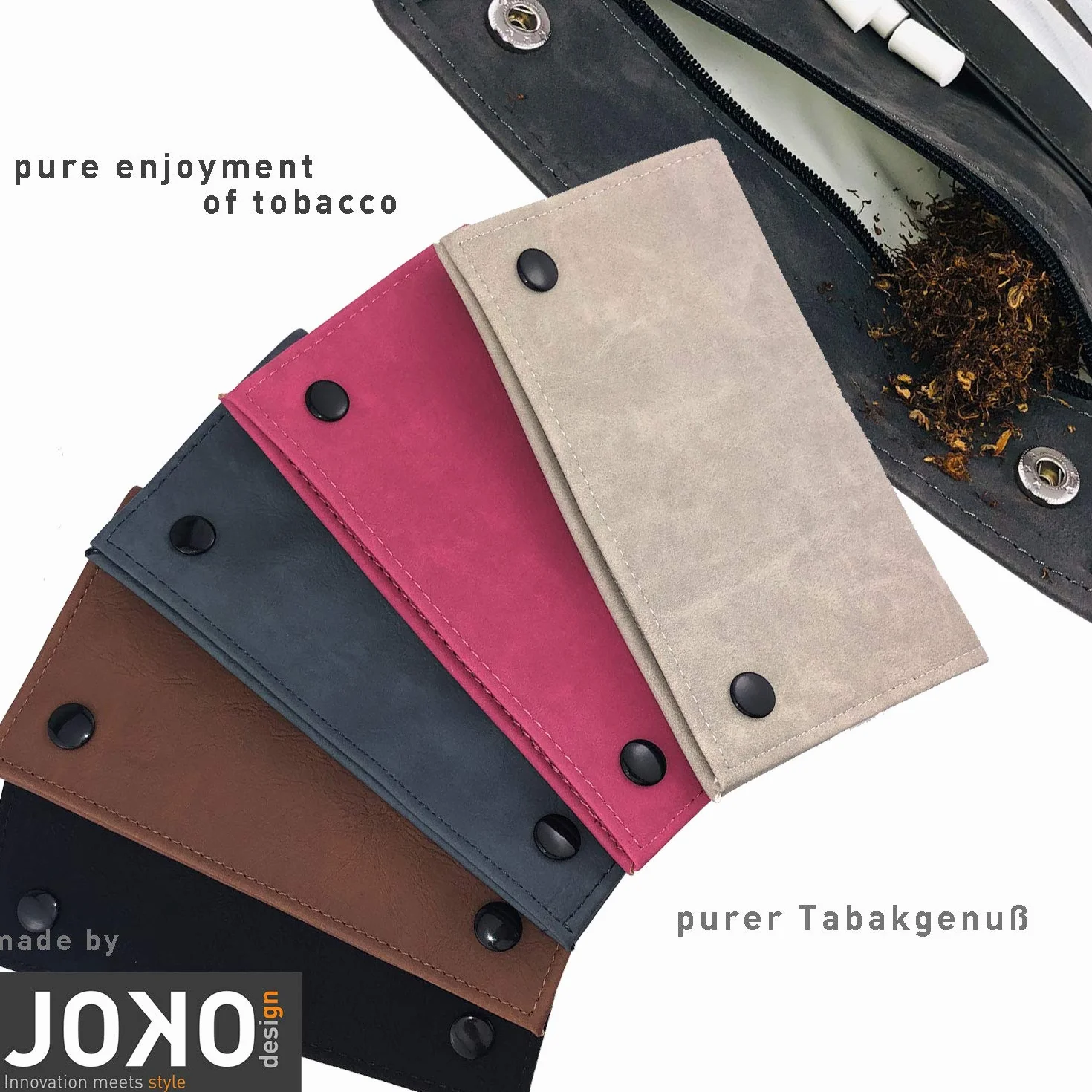 Torba na tytoń Used Leather Touch, worek obrotowy z przegródkami, czarny