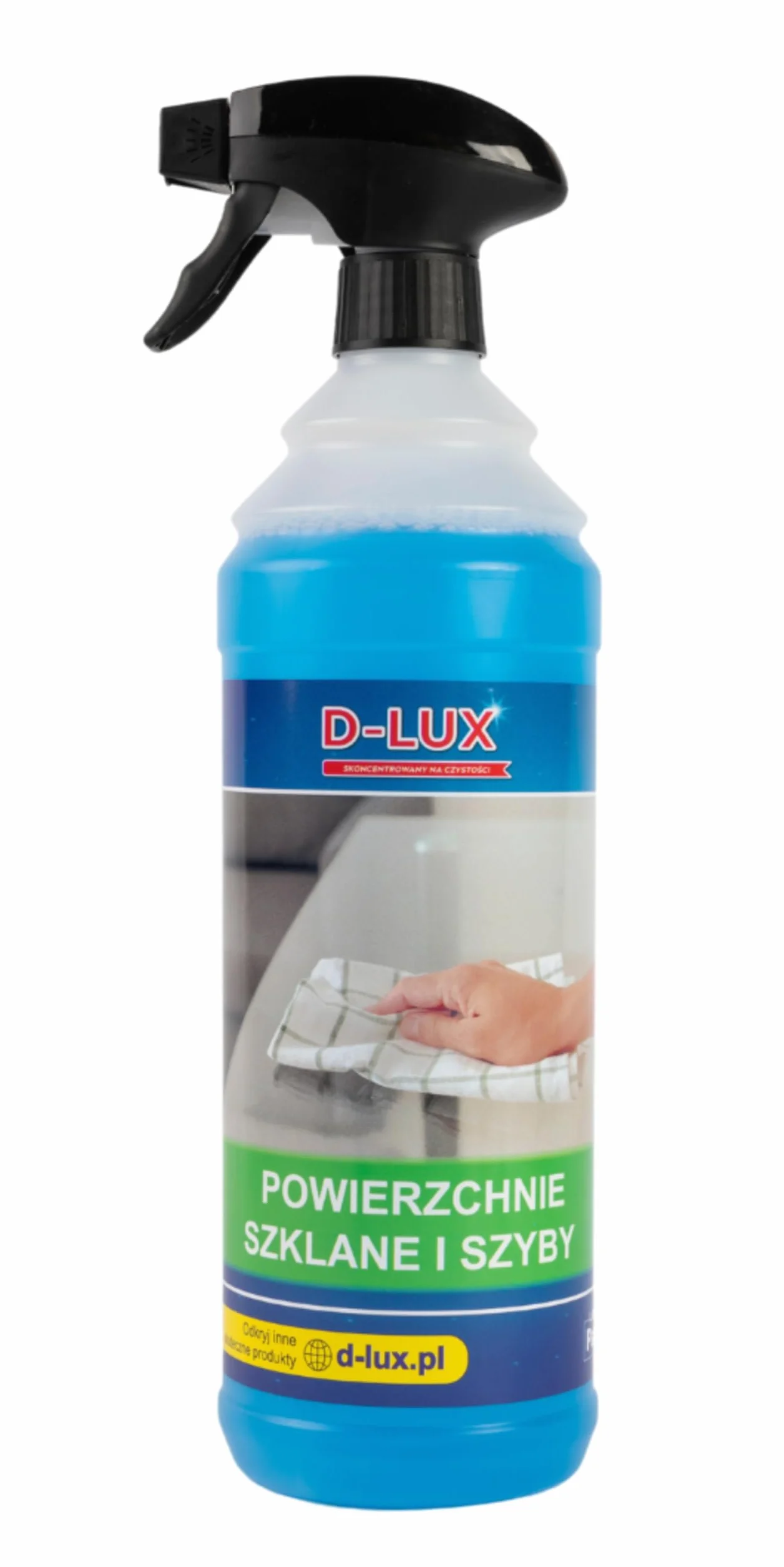 D-LUX | Płyn do powierzchni szklanych i szyb 1000 ml | Profesjonalny środek do mycia okien, luster i glazury | Krystaliczna czystość bez pozostawiania smug | Świeży zapach