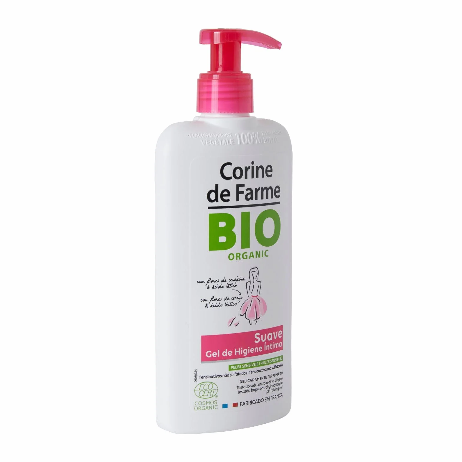 Corine De Farme Organic Naturalny łagodny środek do czyszczenia z kwiatem wiśniowym, 250 ml, biały