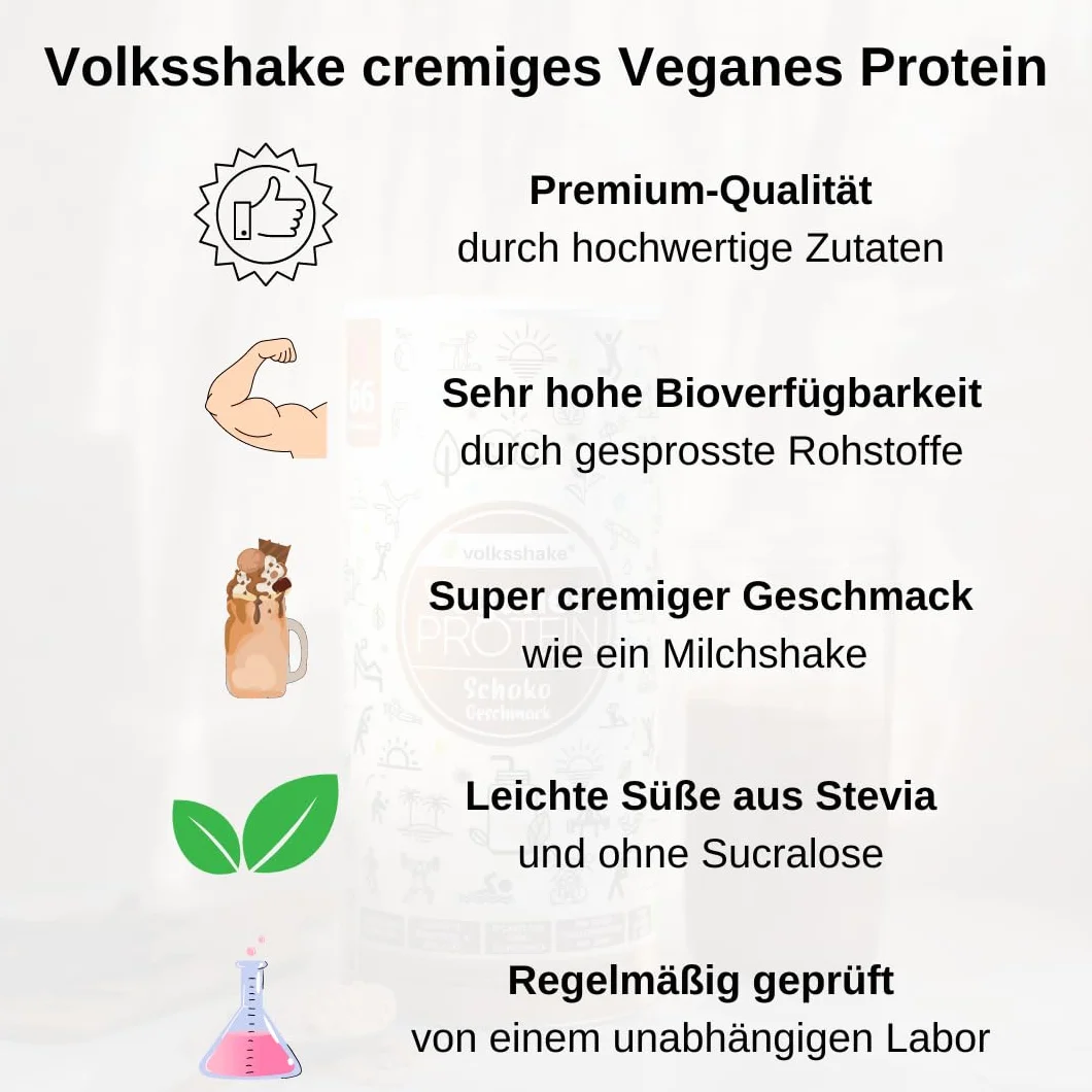 Wegańskie białko kremowe o smaku wanilii | 1000g | 12 roślinnych źródeł białka | Bez sukralozy | Bez soi i glutenu | Wysokiej jakości z Jeziora Bodeńskiego | Wyprodukowano w Niemczech