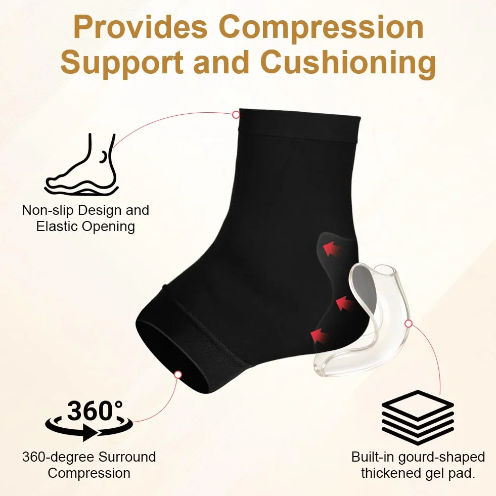 Achilles Tendonitis Heel Protector skarpety, 2 pary bandaży na staw skokowy, Achilles Tendon Support Compression Compression Padded Sleeve Socks na zapalenie powięzi podeszwowej, artretyzmu