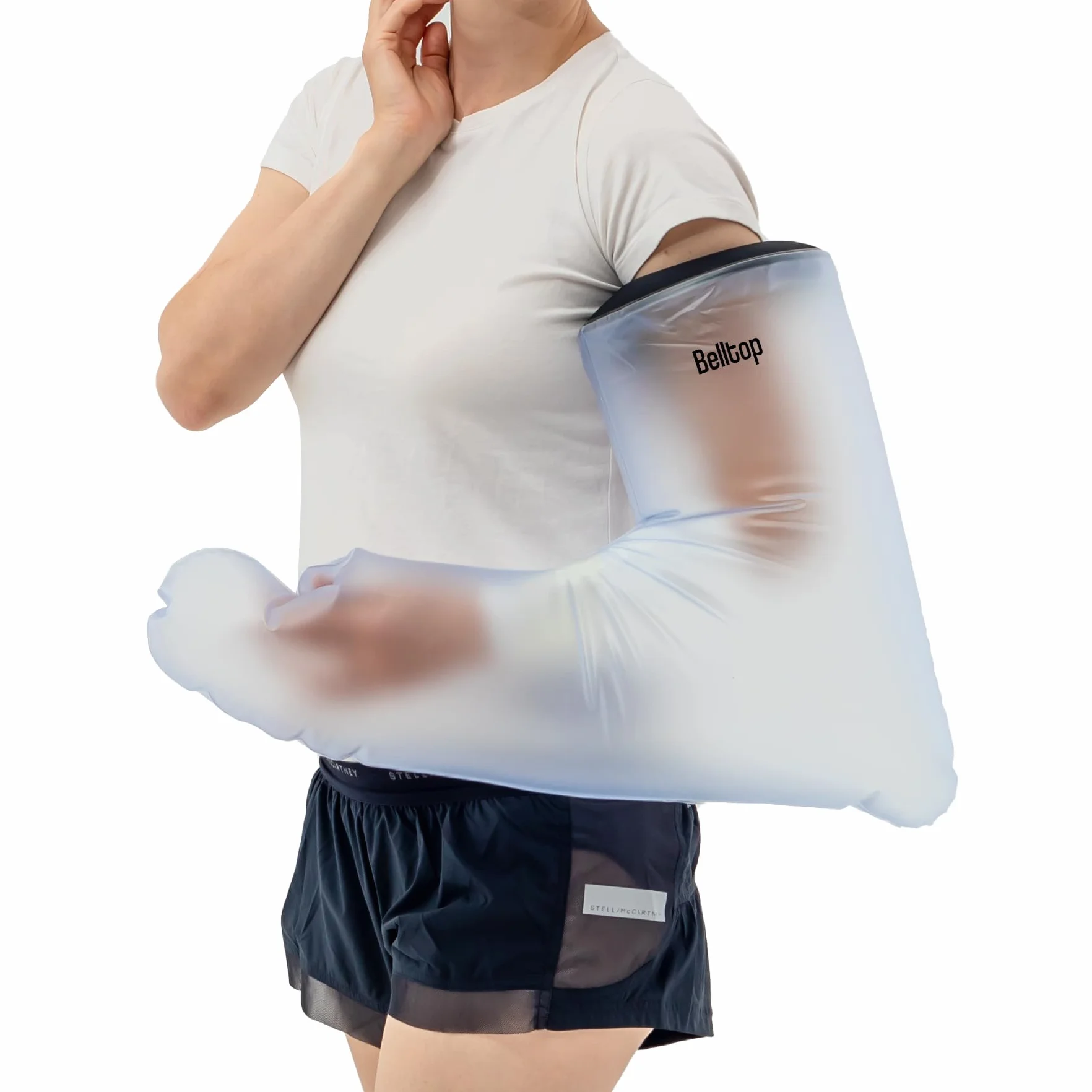 Wodoodporny protektor na gips dla dorosłych. Pokrowiec ochronny na kąpiel, basen lub plażę (gips, temblak lub bandaż). Wytrzymała i wielokrotnego użytku silikonowa. Wodoodporny protektor - belltop