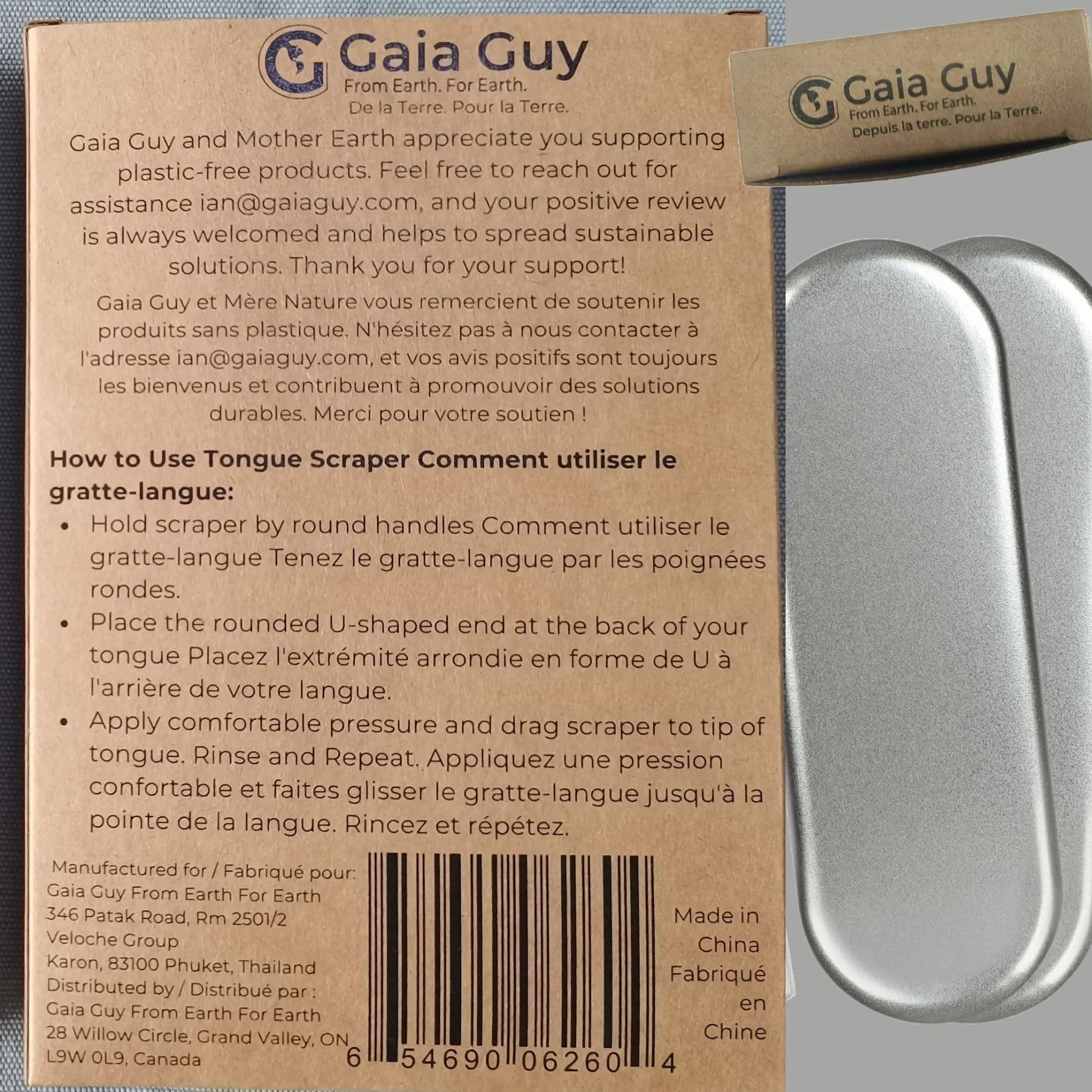 Gaia Guy Skrobaczka do języka ze stali nierdzewnej z metalową obudową, 2 sztuki, bez plastiku, skrobaczka do języka dla dorosłych, środek do czyszczenia języka do pielęgnacji jamy ustnej i pielęgnacji