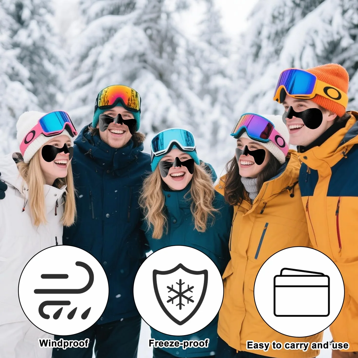 8szt Plastrów Twarz z Powłoką Zapobiegającą Zamarzaniu, Wiatroszczelne Słońcem Naklejki Maskę Zimną Pogodę Oddychające Pokrowce Jazdy Nartach Snowboardzie Sportach Zimowych