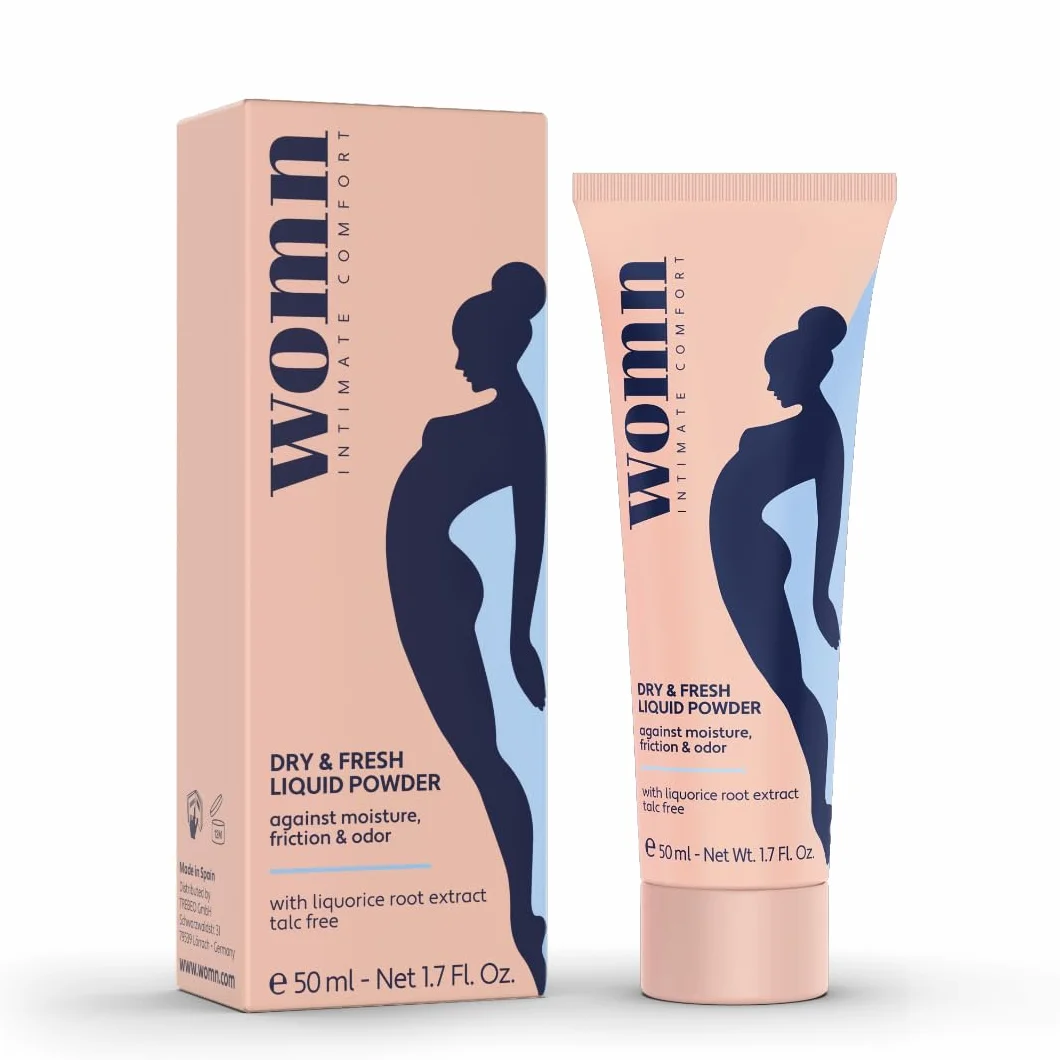 womn Intimate Comfort Dry & Fresh Liquid Powder – płynny puder do ciała, bez talku, przeciw wilgoci, otarciom i nieprzyjemnym zapachom, 50 ml