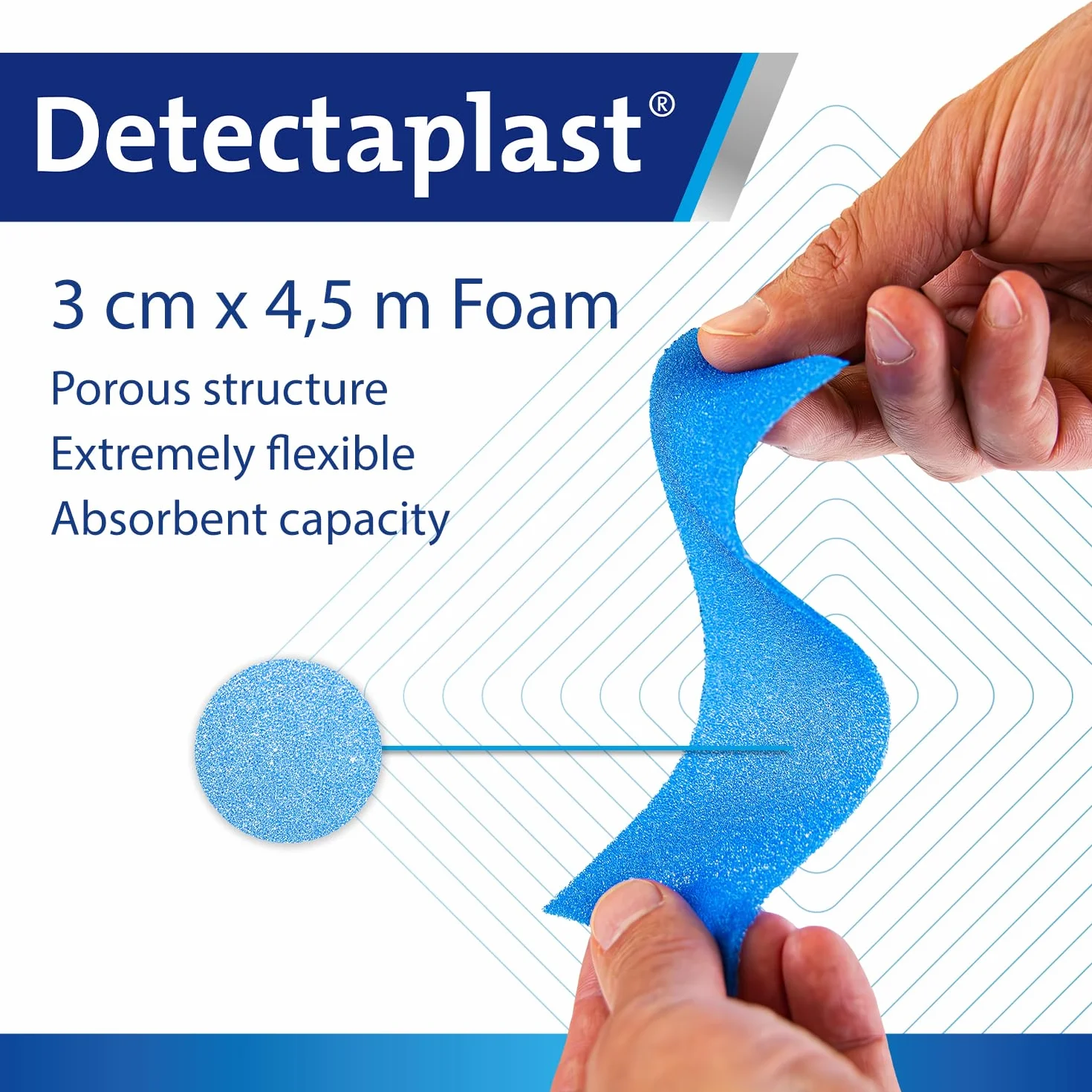 Opatrunek na rany Detectaplast, opatrunek samoprzylepny na rany i urazy, wodoodporny plaster w rolce, do kontaktu z żywnością, super elastyczny, 3 cm x 4,5 m
