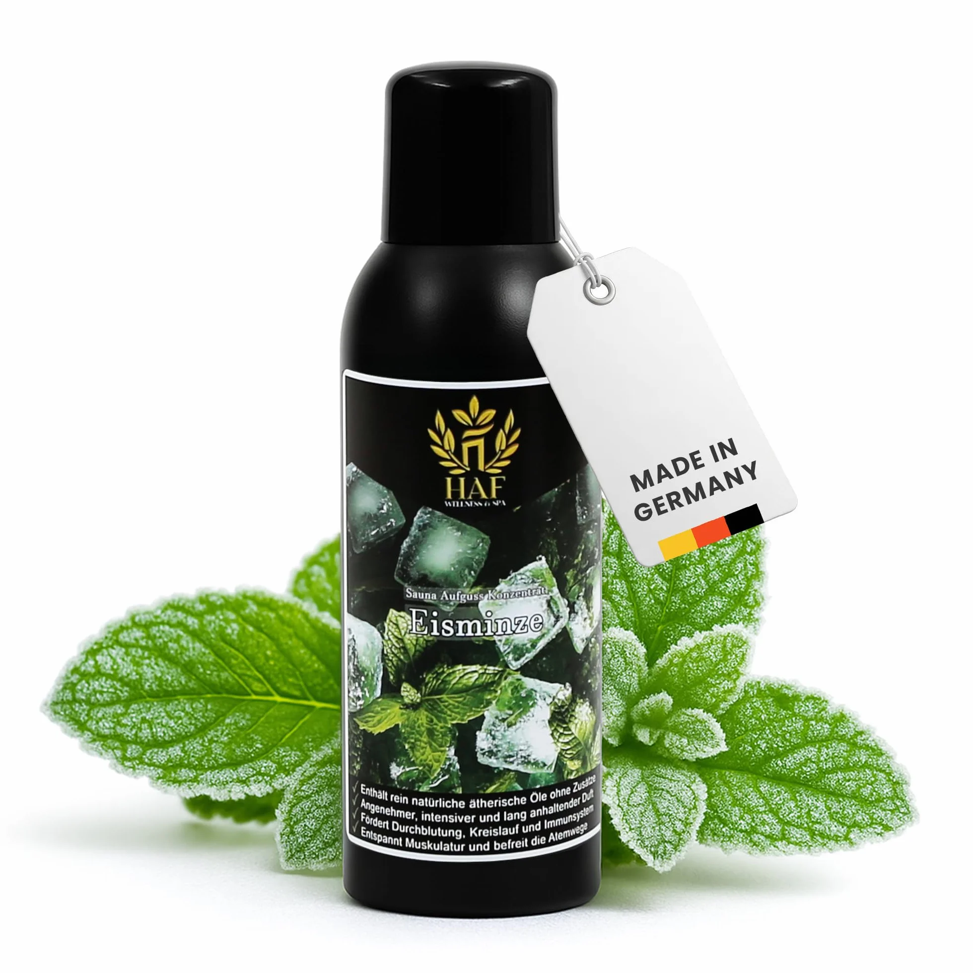 HAF Koncentrat do sauny, mięta lodowa, 100 ml, zapach sauny z naturalnymi olejkami eterycznymi, napar do sauny bez sztucznych dodatków, olejek do sauny zapewniający intensywny i długotrwały zapach