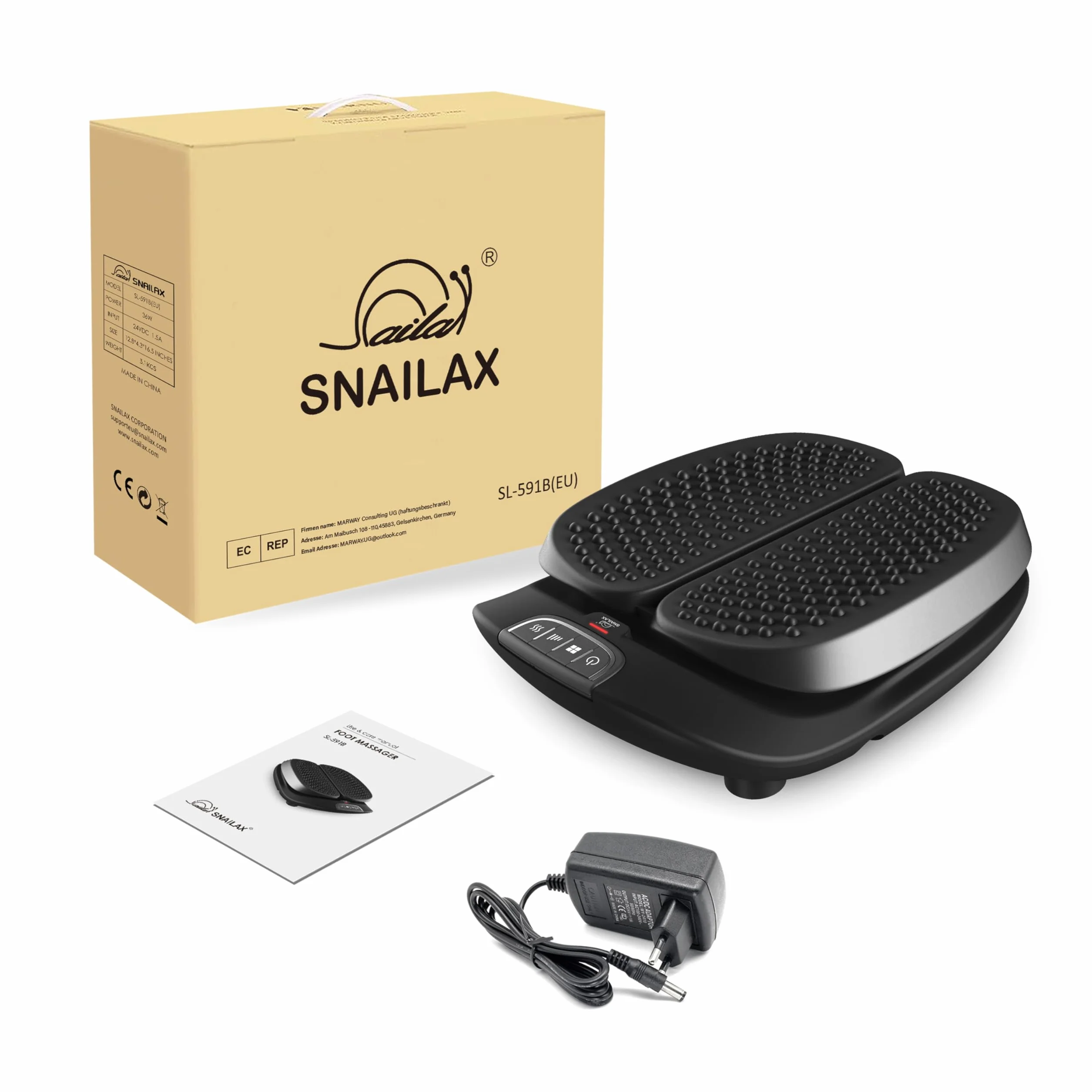 Snailax Masażer stóp z ciepłem, pilot zdalnego sterowania, regulowana wibracyjna maszyna do masażu stóp, zapalenie powięzi podeszwowej, dekompresja