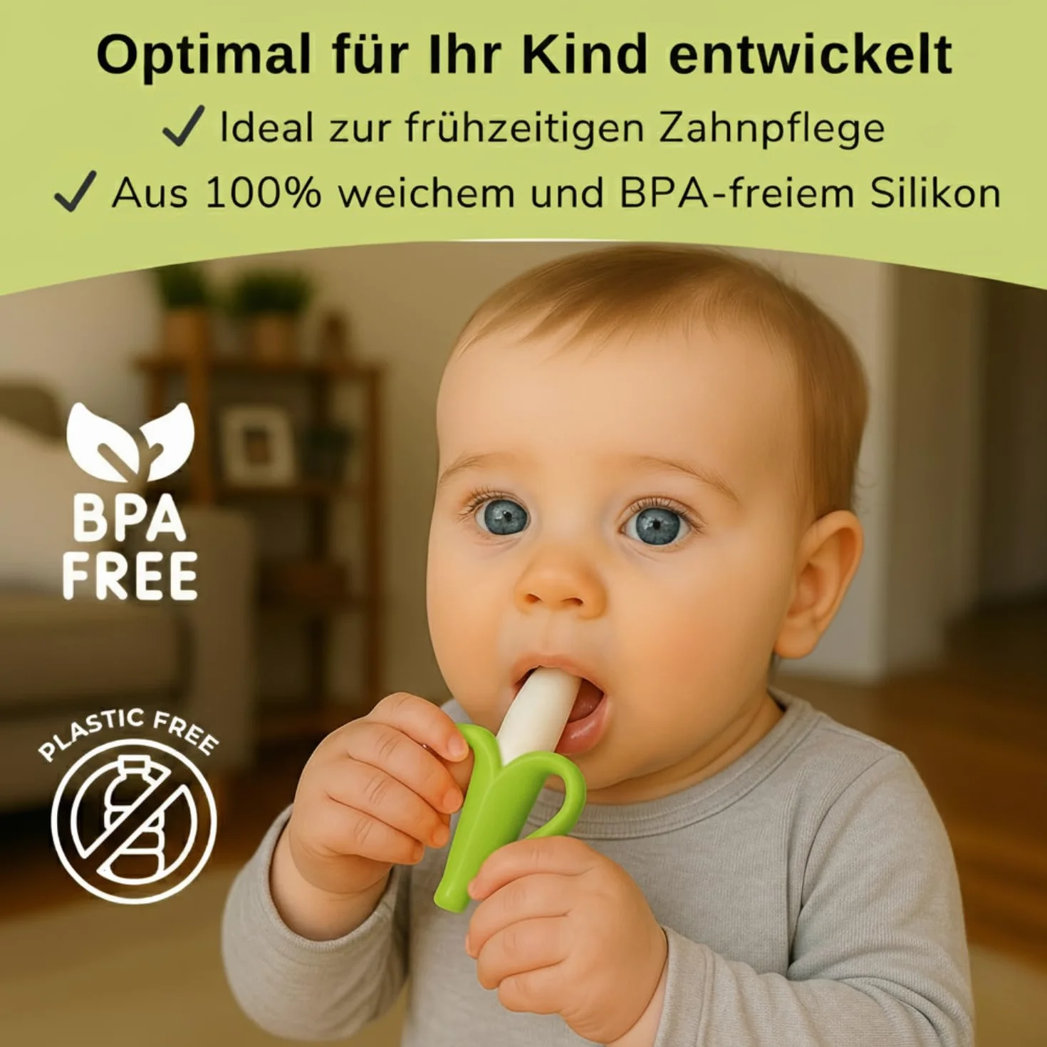 Bananowa szczoteczka do zębów i gryzak dla niemowląt – nadaje się do pomocy w stomatologii i pielęgnacji zębów – zabawka dla niemowląt 2 w 1 (zielona)