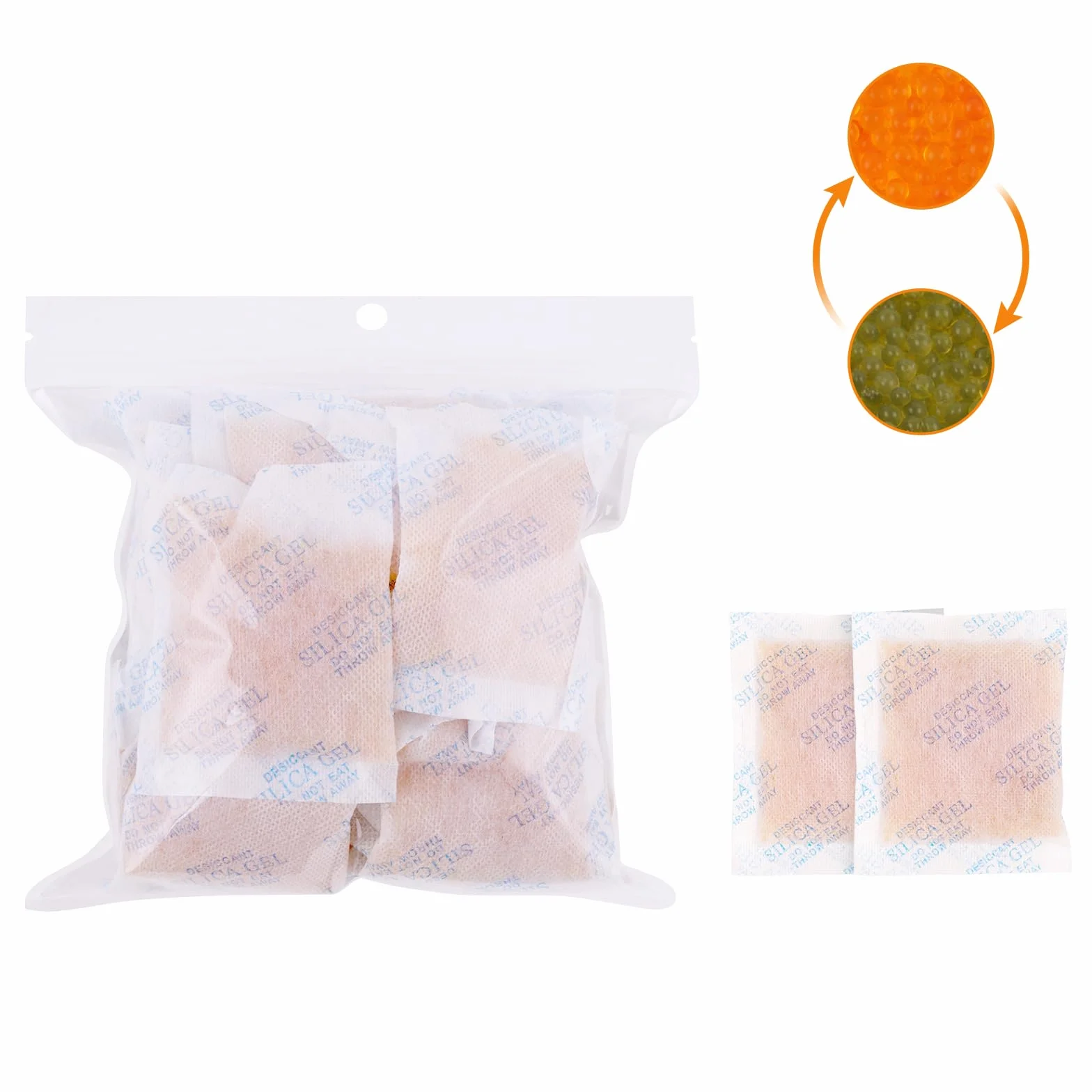 ASYEY żel krzemionkowy, 20 g x 24 sztuk pomarańczowe saszetki z żelem krzemionkowym, wielokrotnego pochłaniające wilgoć, do kontaktu z żywnością, do mikrofalówki, do szafek, sejfów i łazienek