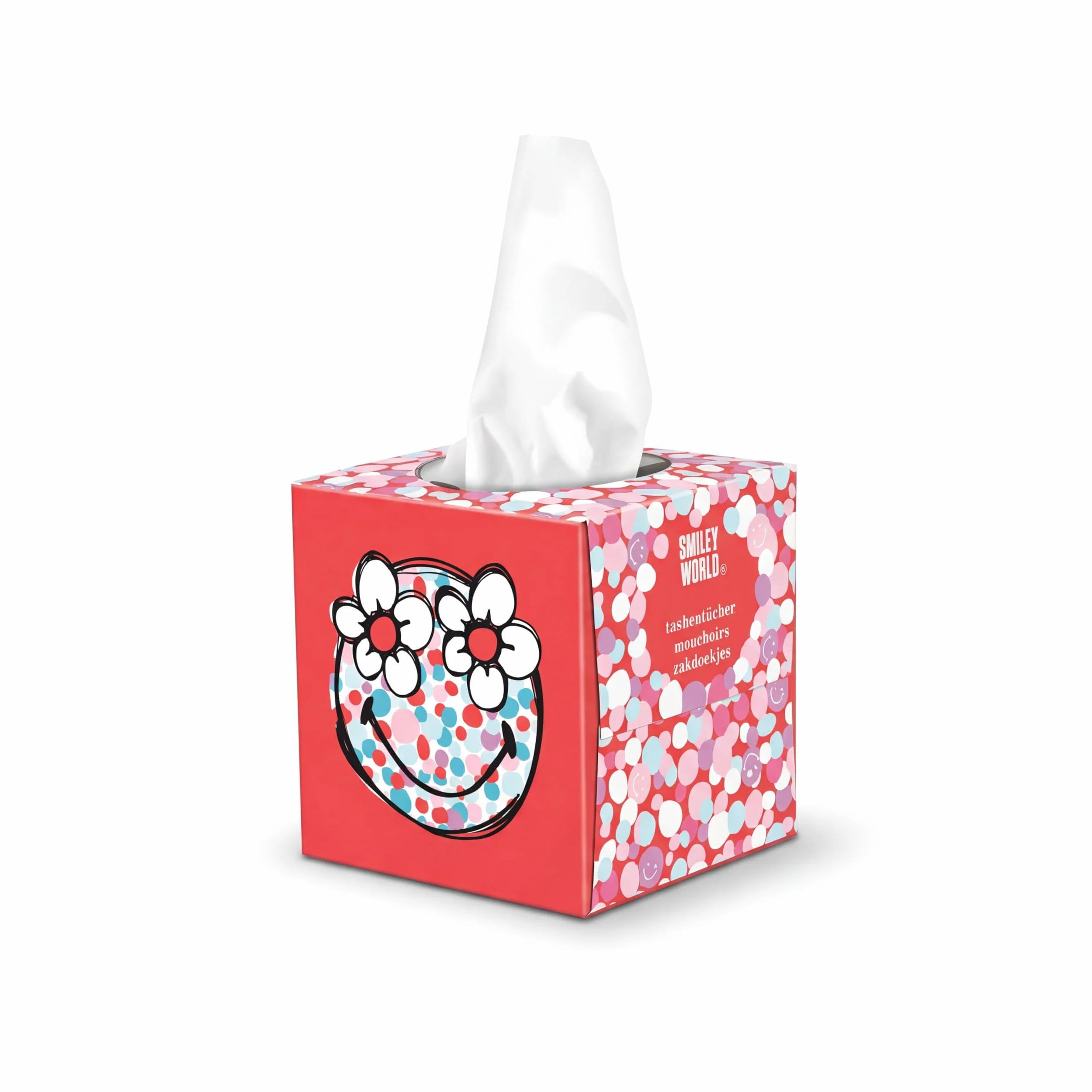 SMILEYWORLD Ultra Soft chusteczki higieniczne – 12 pudełek na kostki x 48 arkuszy (łącznie 576 arkuszy), 3-warstwowe – 3 wzory – bardzo miękkie, przyjazne dla skóry i trwałe – pudełko na chusteczki