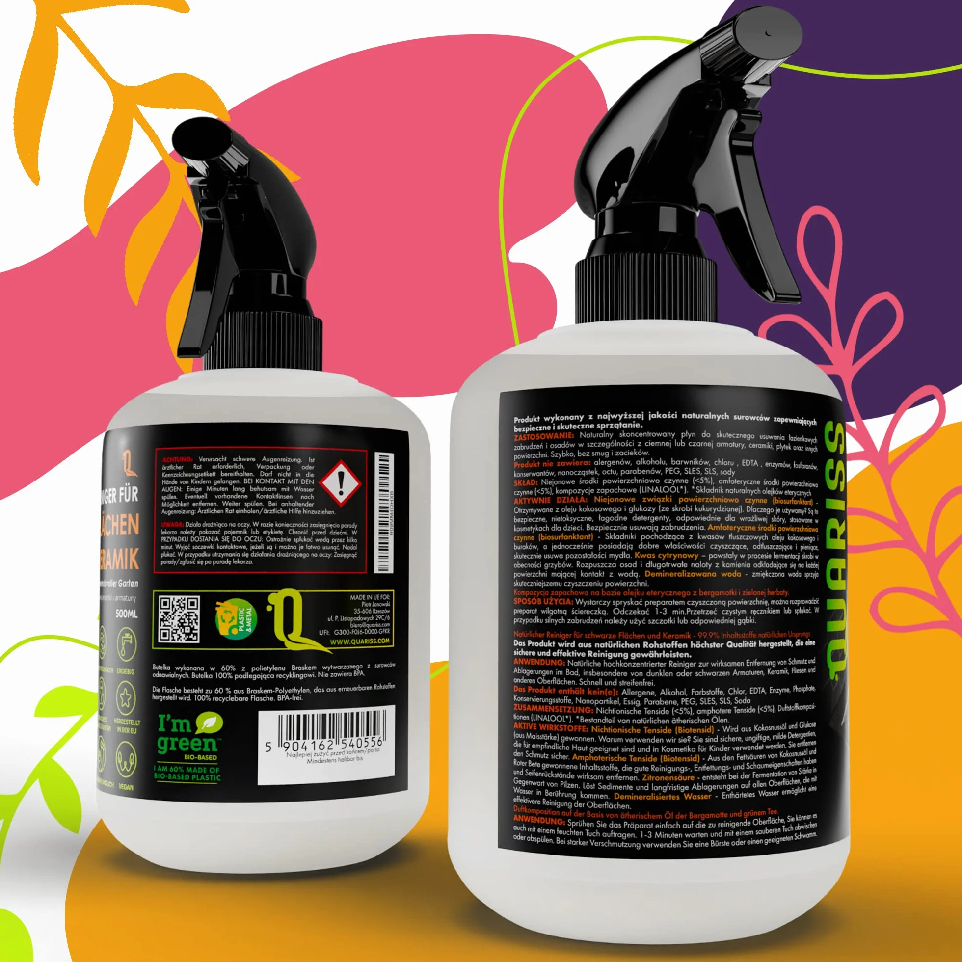 Mysterious Garden Naturalny płyn do czyszczenia czarnej armatury i ceramiki 2x0,5 L