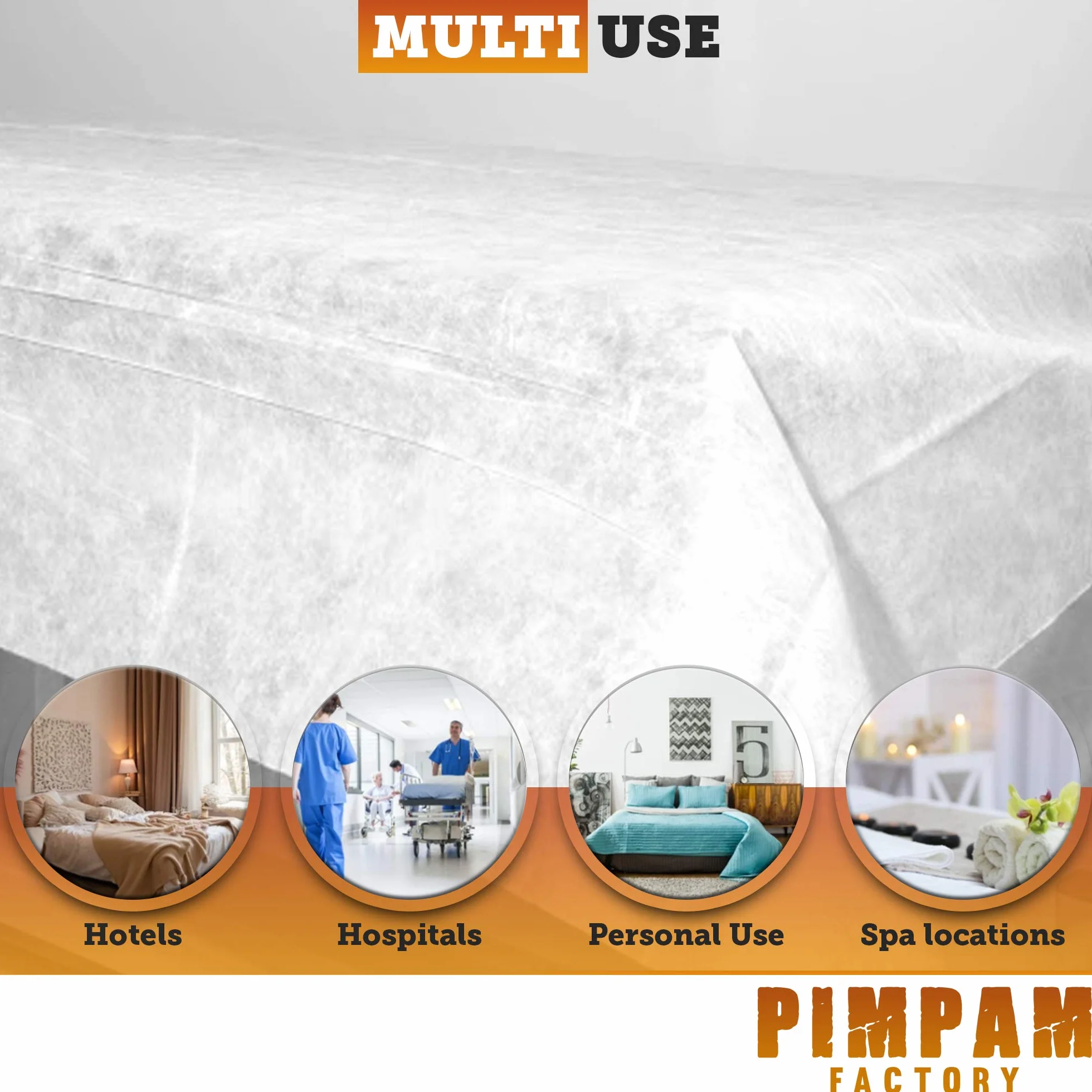PimPam Factory TNT prześcieradło stołowe do masażu - idealny pokrowiec na stół pielęgnacyjny, specjalne wymiary, pościel jednorazowa 100 x 200 cm, odpycha płyny, wyprodukowano w Hiszpanii, zestaw 10