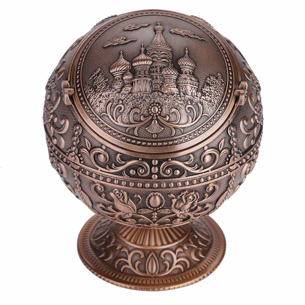 Wiatroodporna popielniczka, kreatywna popielniczka w stylu vintage z pokrywką na papierosy Przenośna zewnętrzna popielniczka metalowa Popielniczka wewnętrzna Elegancki prezent dla mężczyzn Kobiety (1 #)