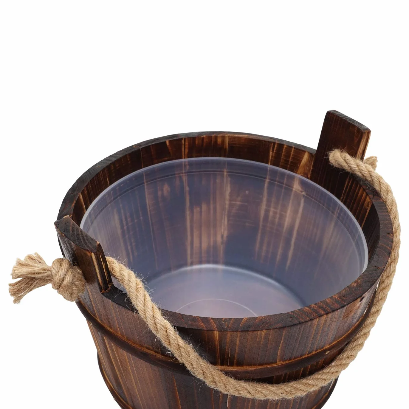 Mendler Donica do sauny z wkładką HWC-B26AM, akcesoria do sauny, wiadro do sauny, łyżka do zaparzania, drewno sosnowe 3,5 l – ciemnobrązowa