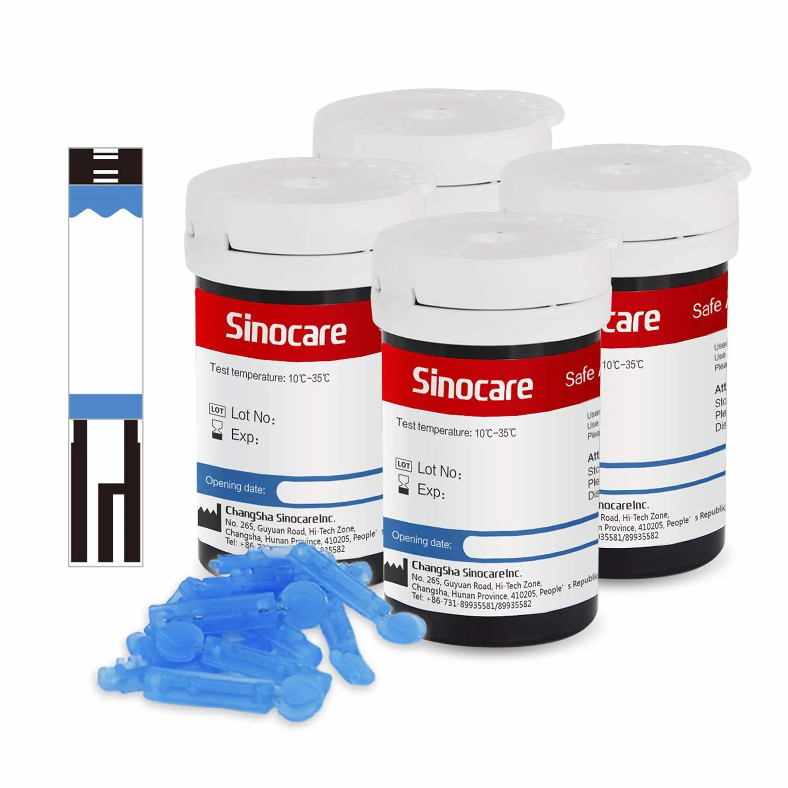 Sinocare Paski do testowania cukru we krwi 100 sztuk z lancetami 100 sztuk do Safe AQ Smart i Safe AQ Voice
