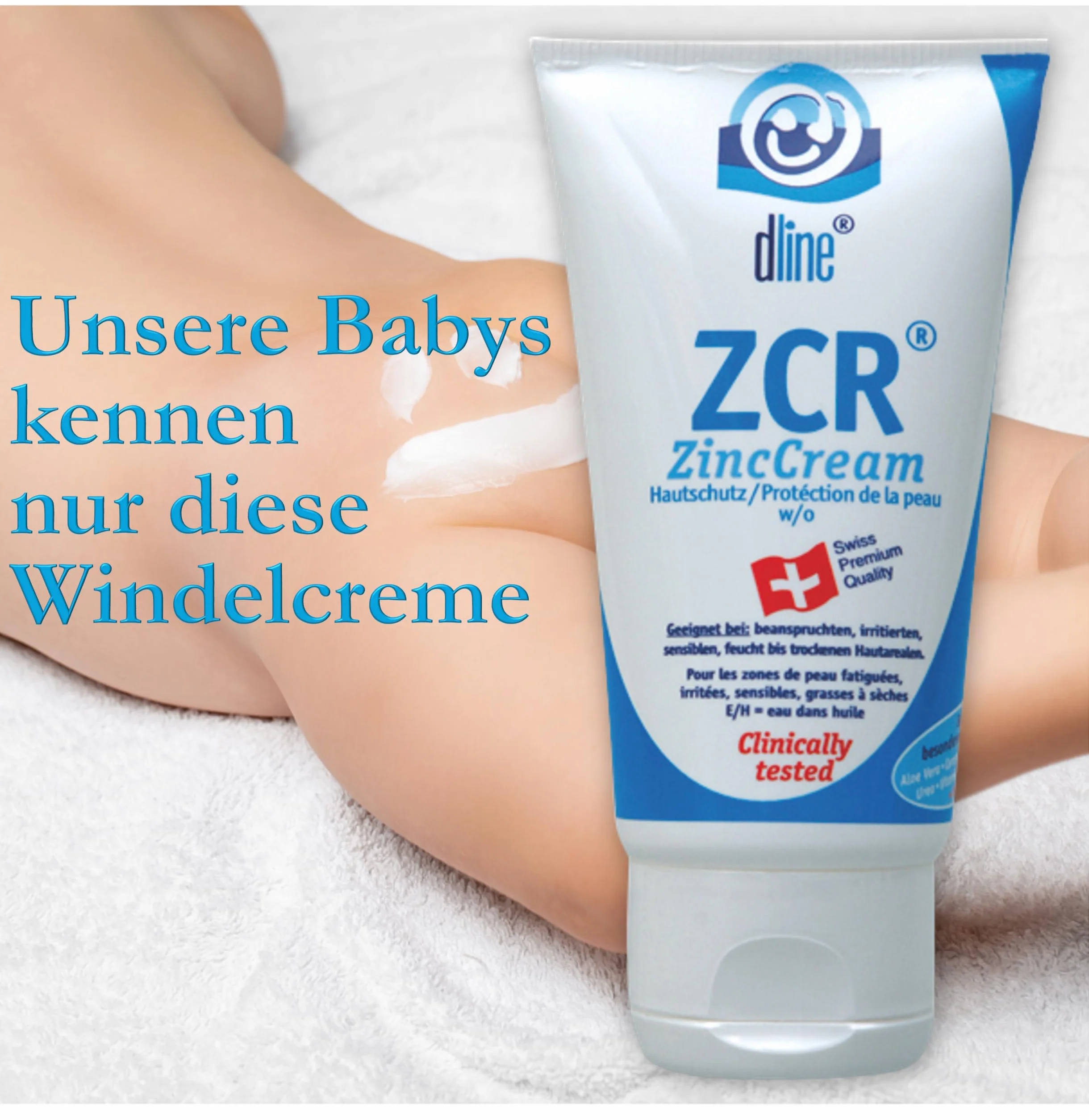dline ZCR-ZincCream 50ml, für Pflege & Schutz trockener irritierter sensibler mazerierter Haut, reichhaltige dreiphasige Zinkcreme, w/o, Lipide 33%, Tube (1 x 50 ml)