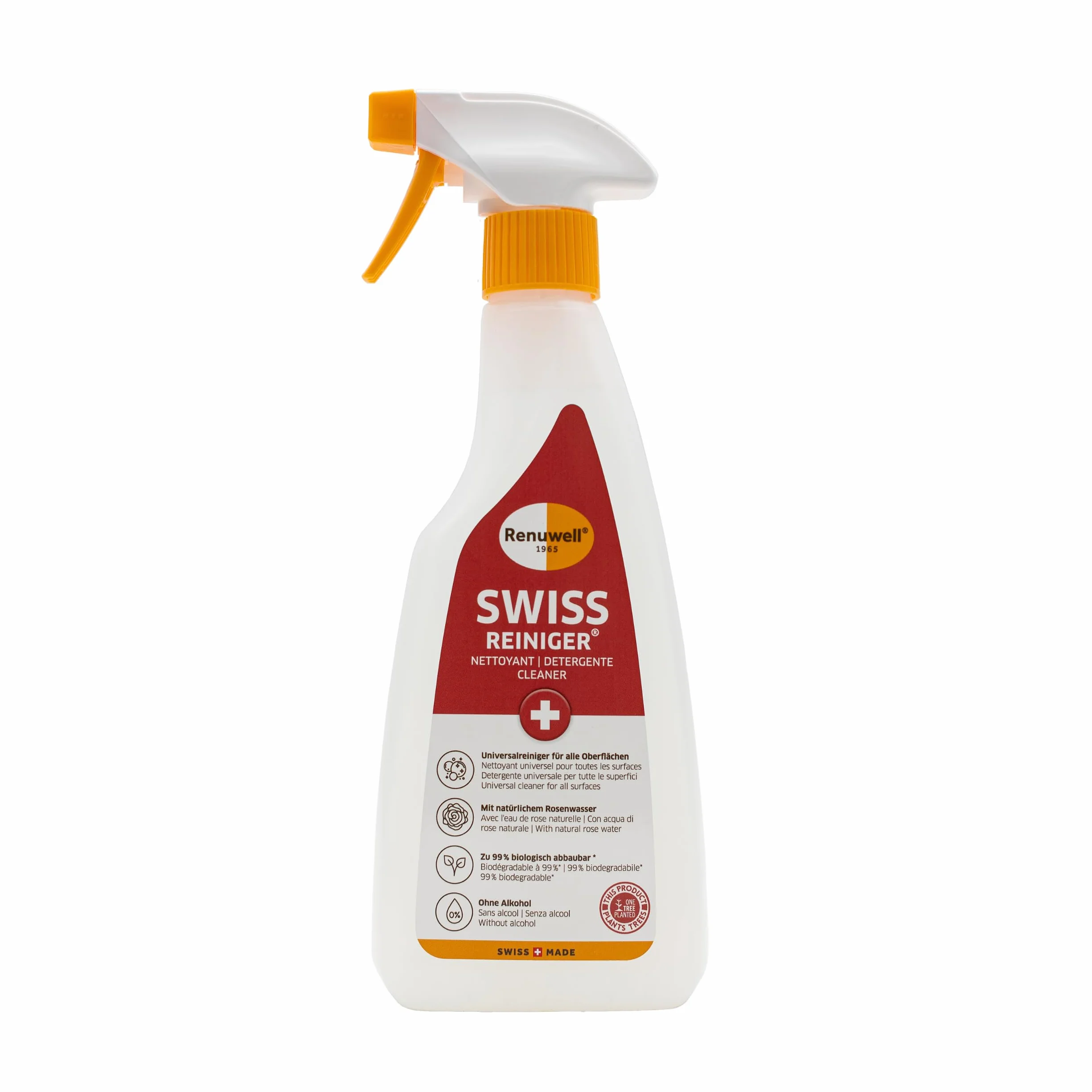 Renuwell Swiss środek czyszczący, 500 ml – silne delikatne czyszczenie bez alkoholu, usuwa tłuszcz, brud i osady, do drewna, tworzywa sztucznego, metalu i kamienia, szwajcarska jakość