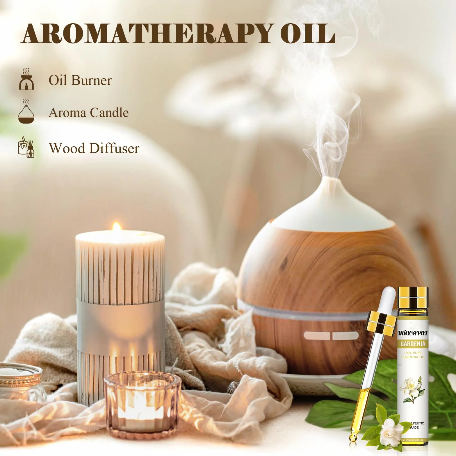 MIGCAPUT Zestaw Olejków Eterycznych 24 x 10ML, 100% Naturalne Aromaterapia do Dyfuzora, SPA, Masażu