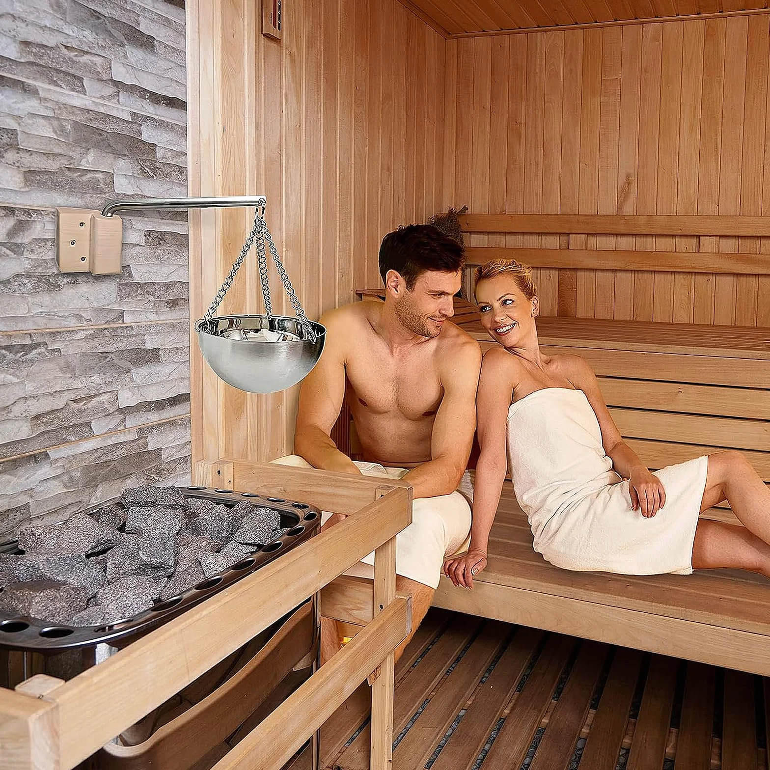 Miska aromatyzująca do sauny, 350 ml, ze stali nierdzewnej, z akcesoriami, do spa, sauny, parownika, wisząca, filiżanka, olejki eteryczne, do sauny, akcesoria do pomieszczeń