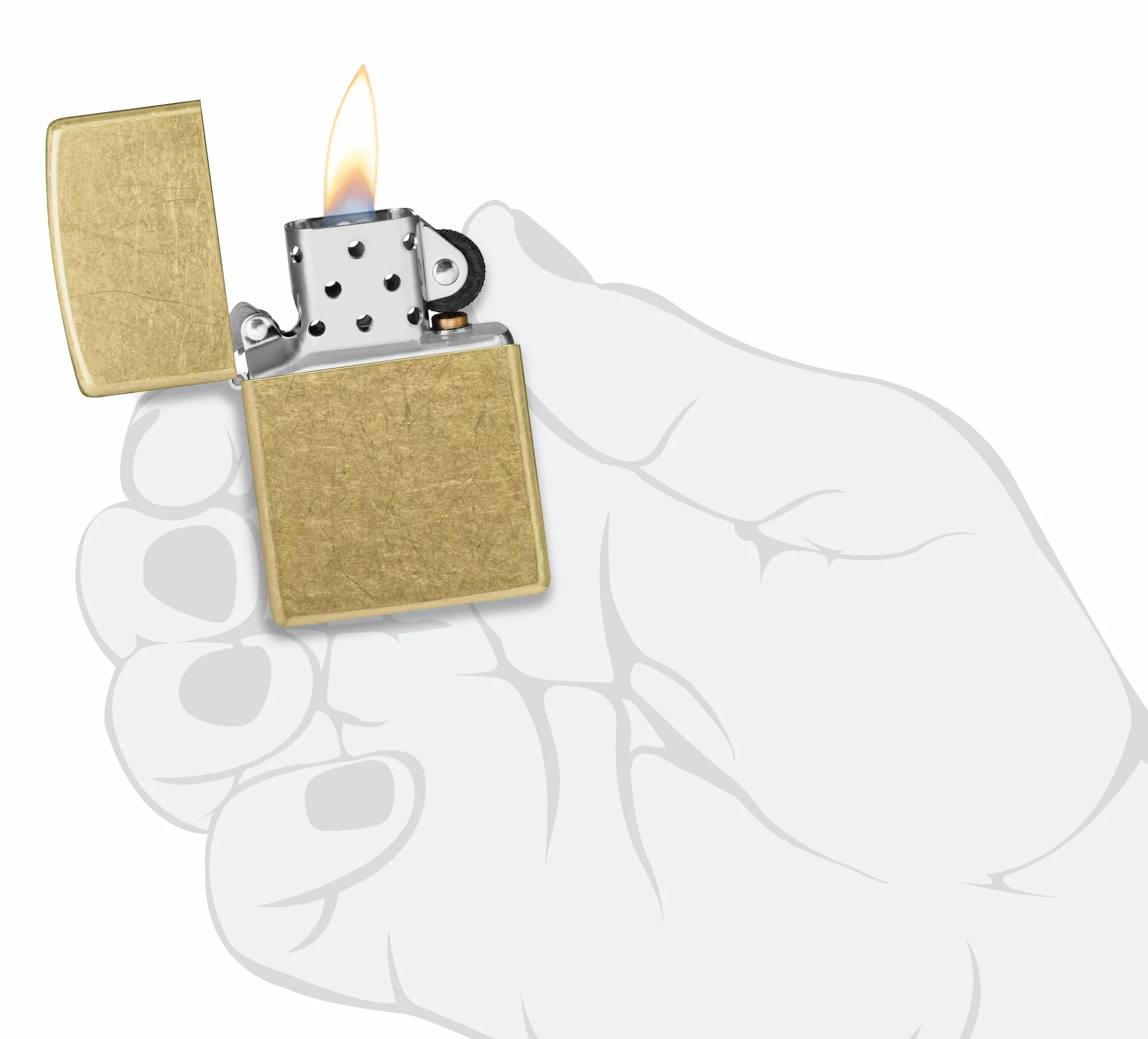 Zippo Street Brass Zapalniczka Sztormowa, Mosiądz, Wiatroodporna, Wielokrotnego Użytku, Wyprodukowana w USA