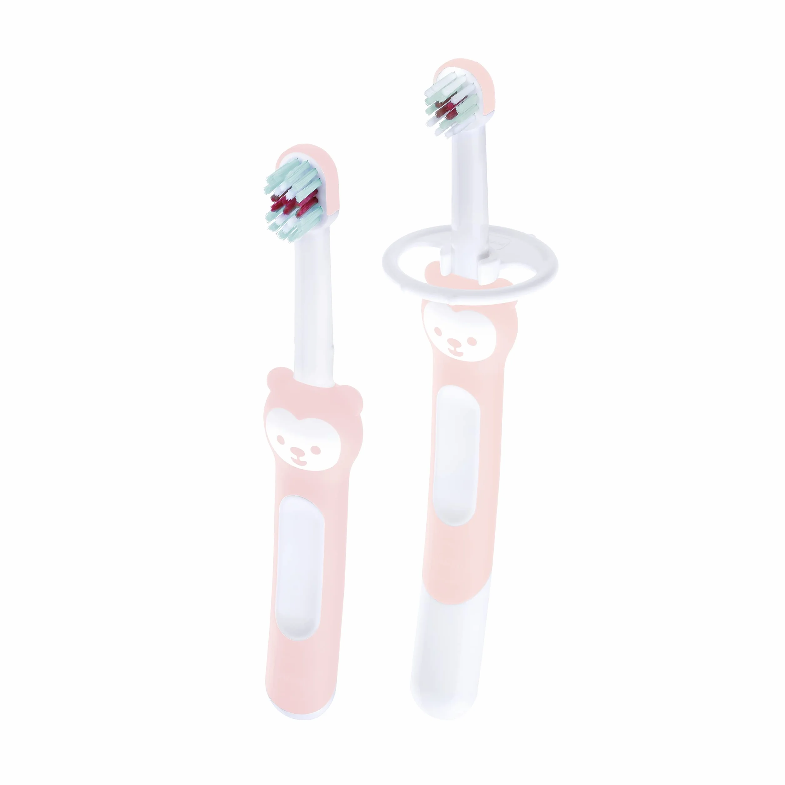 MAM Learn to Brush Set szczoteczka do zębów dla niemowląt długi uchwyt różowa od 5+ miesięcy
